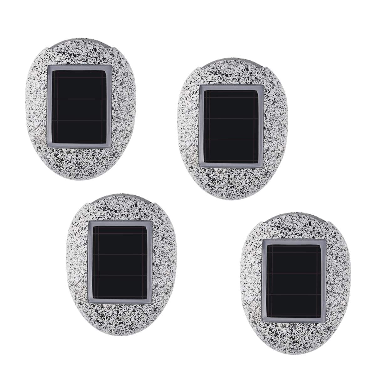 Hootracker Solar Lights Outdoor Path light Landscape Lighting Pebbles Decorative Stones Luminous LED Deck Light IP55 Waterproof for Garden Driveway Walkway Flower Bed (4-Pack)