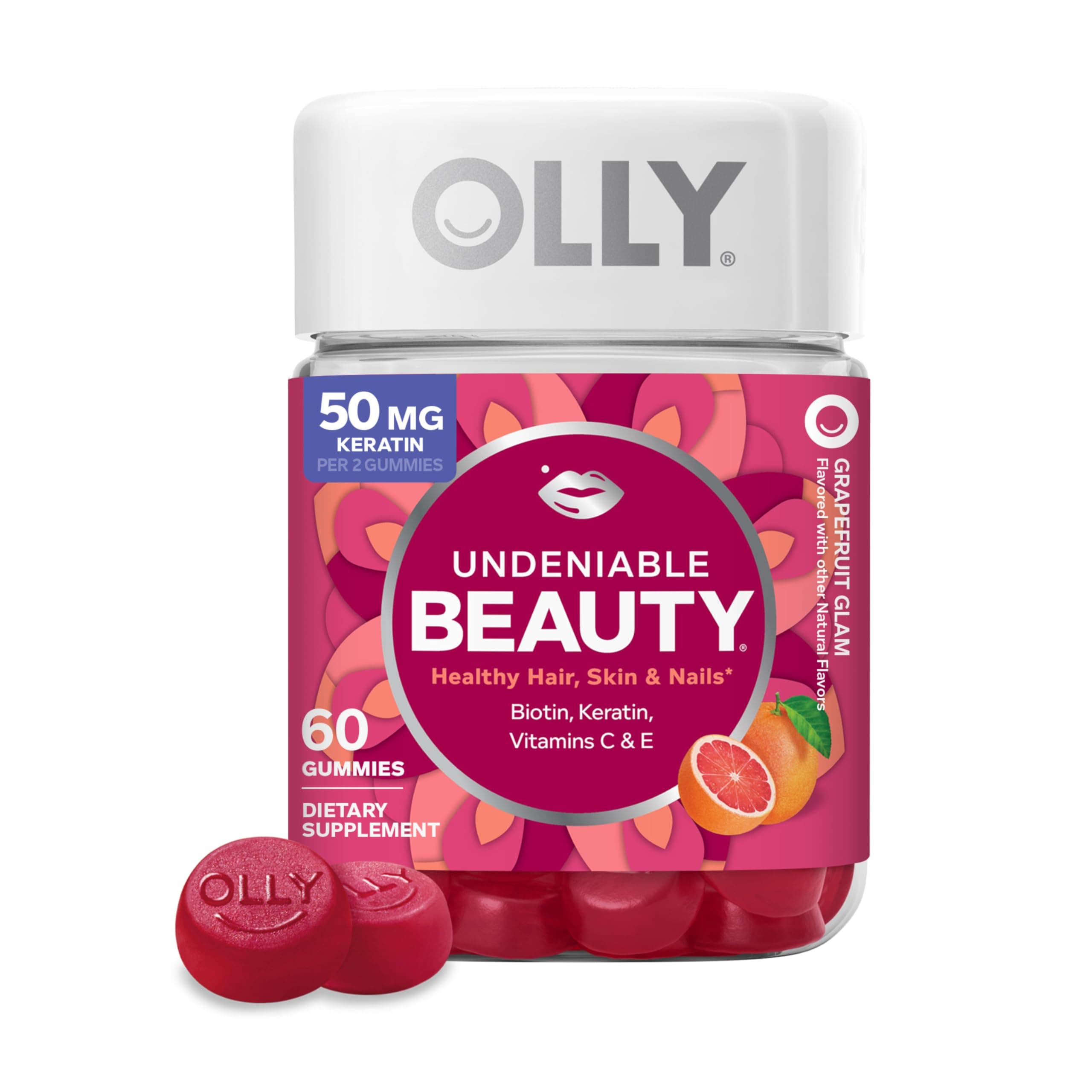 Olly, Gummy Undeniable Beauty Grapefruit Glam, 60 Count