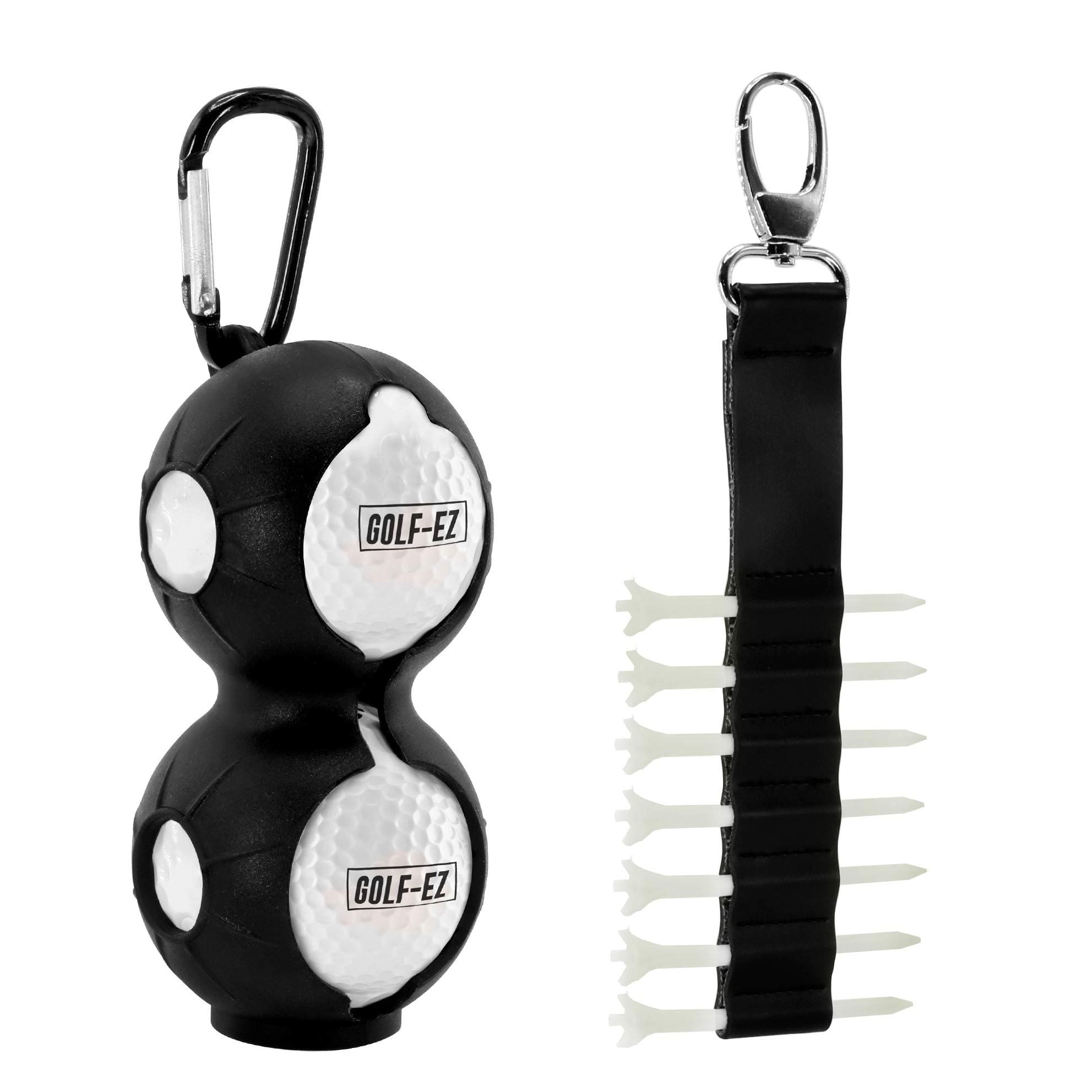 Golf Ball Holder & Tee Holder Kit (2pcs) | Attachable to Golf Bag | Quick & Easy Access