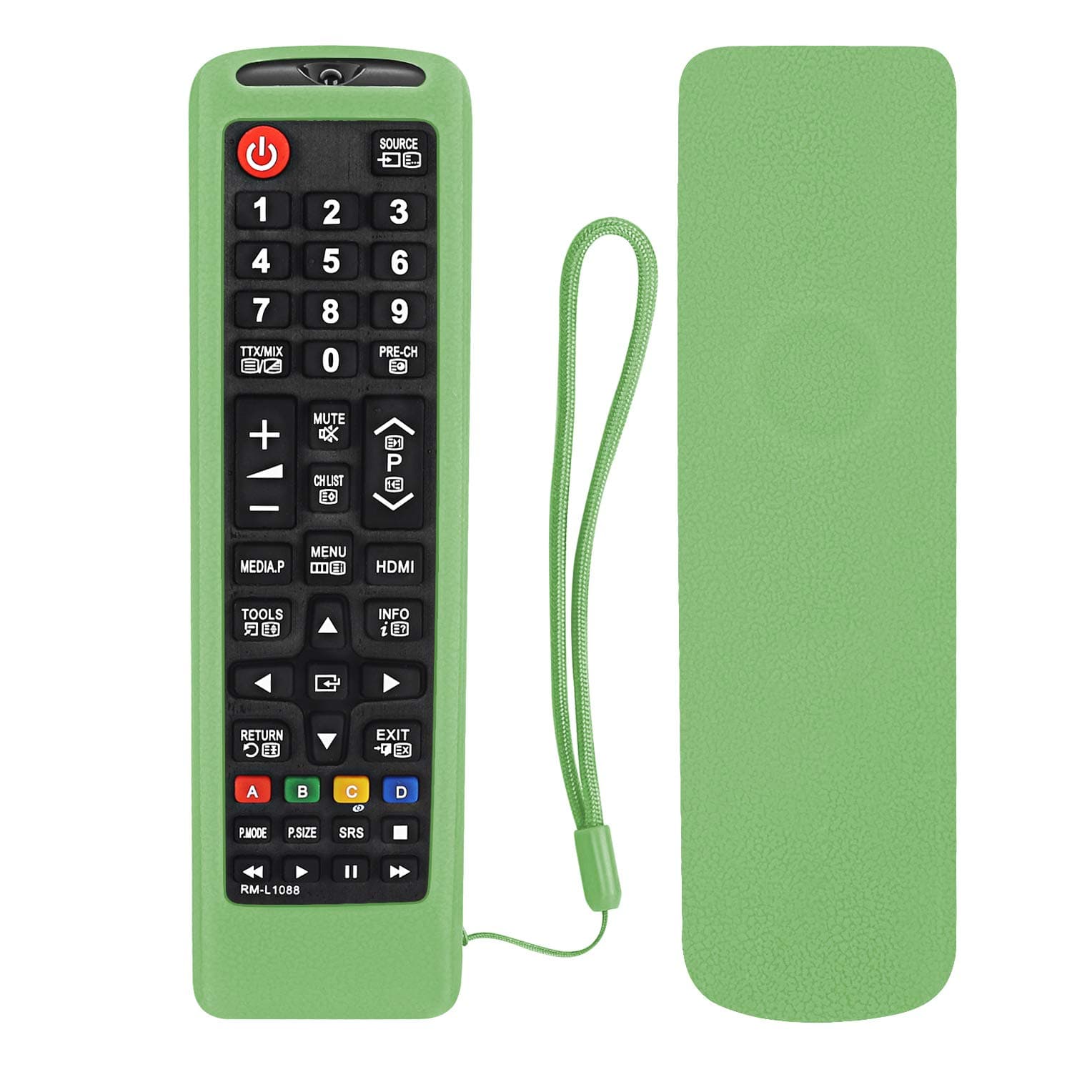 Protective Silicone Remote Case for Samsung TV AA59-00741A AA59-00786A BN59-01175N BN59-01315B Remote Control, Shockproof, Washable, Skin-Friendly Remote Cover with Loop (Glow In The Dark, Green)
