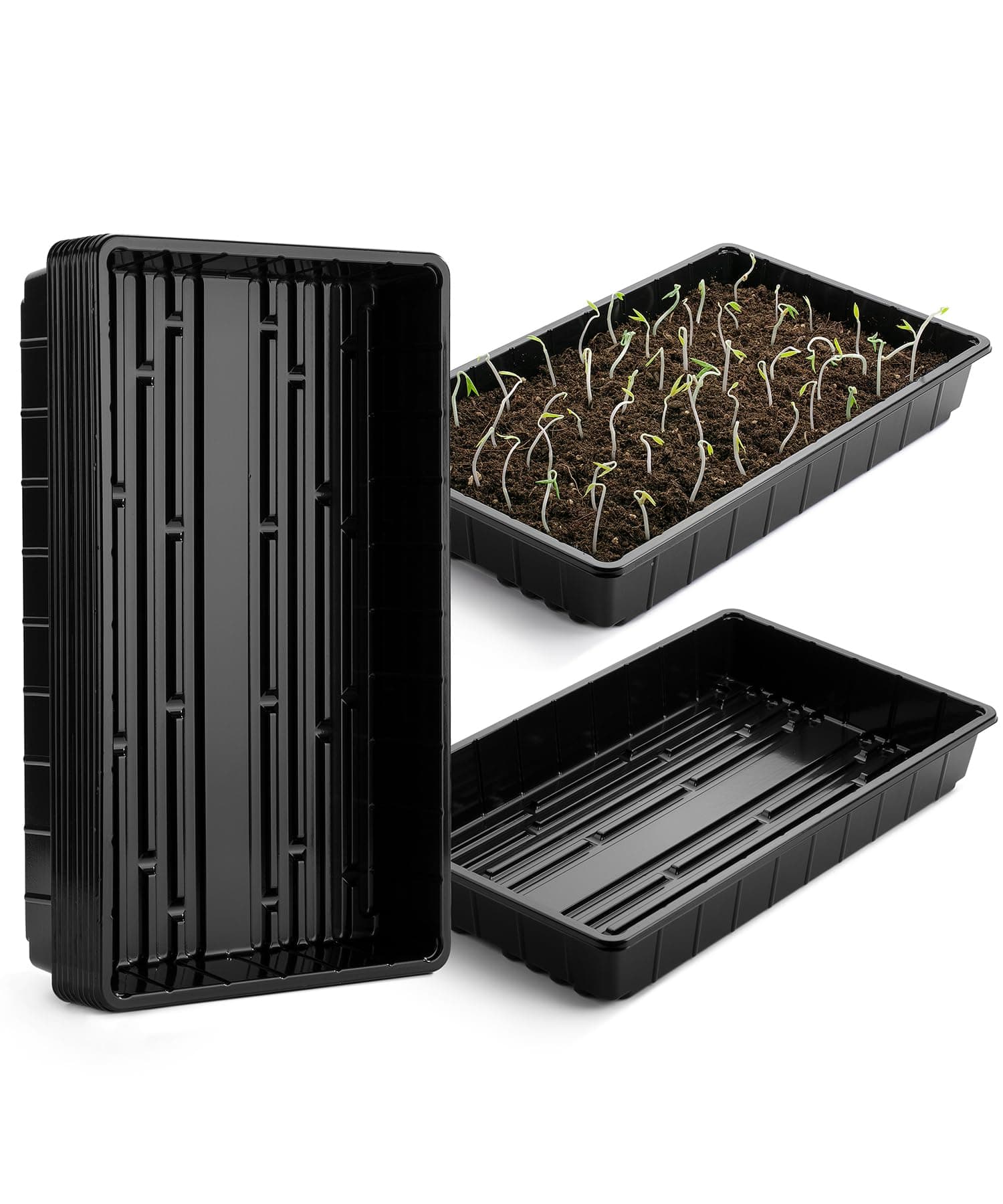 Mr. Pen- Plastic Growing Trays, 10 Pack, Black, 17”x10”, Plant Tray, Seed Tray, Seedling Tray, Propagation Tray, Plant Trays for Seedlings, Seedling Starter Trays, Microgreens Growing Trays
