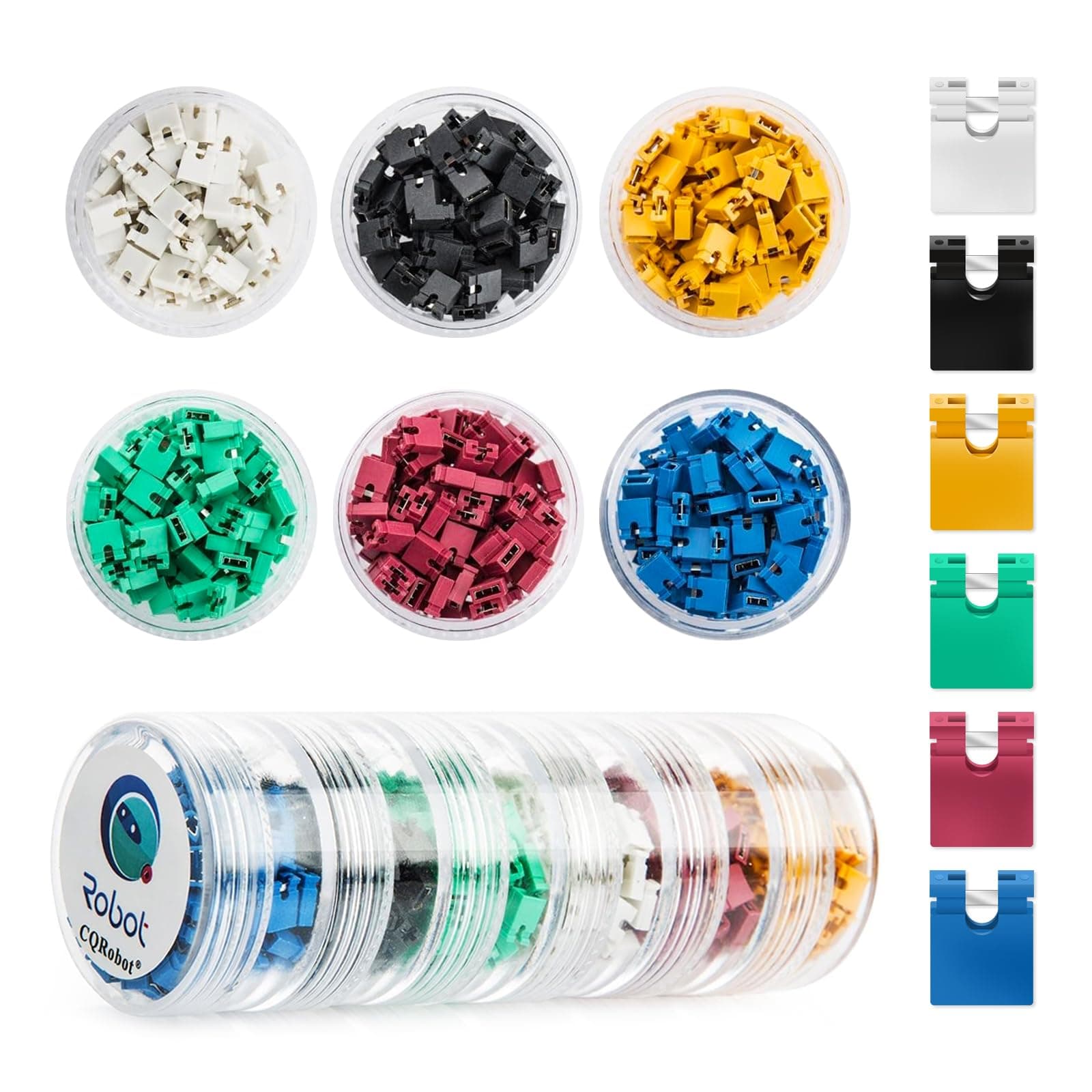 600 pieces Standard Computer Jumper Caps Header Pin Shunt Short Circuit 2P Connector Open Top 2.54mm. Suitable for Arduino Raspberry Pi PCB PC DVD HDD Motherboard Shorting and Other Items.