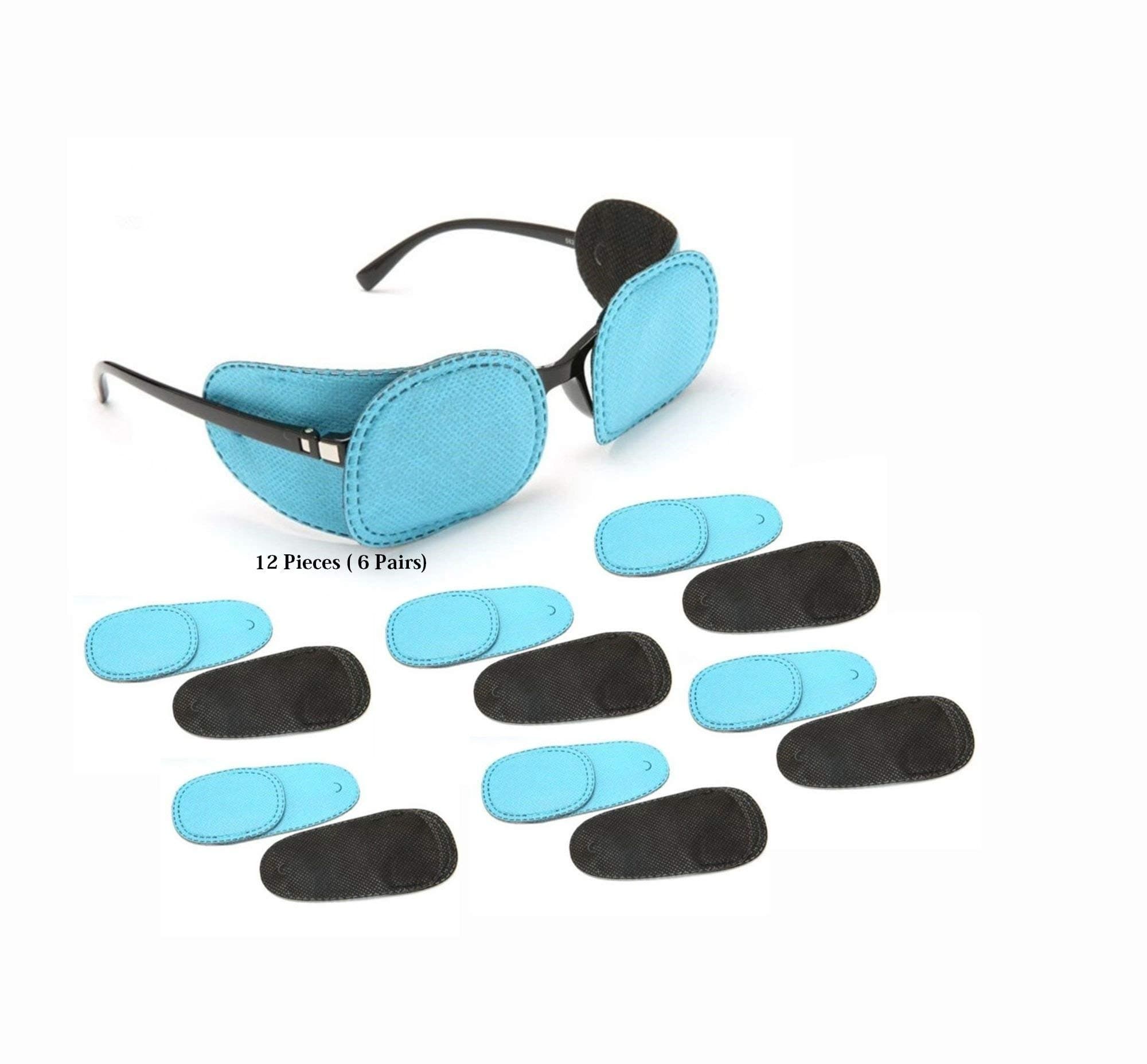 12 pcs Occlusion Eye Patch Cover for Children Glasses - Lazy Eye Amblyopia one Eye Disorder Children Spectacle 85x50 cm (Blue) 6 Pairs Hayatec
