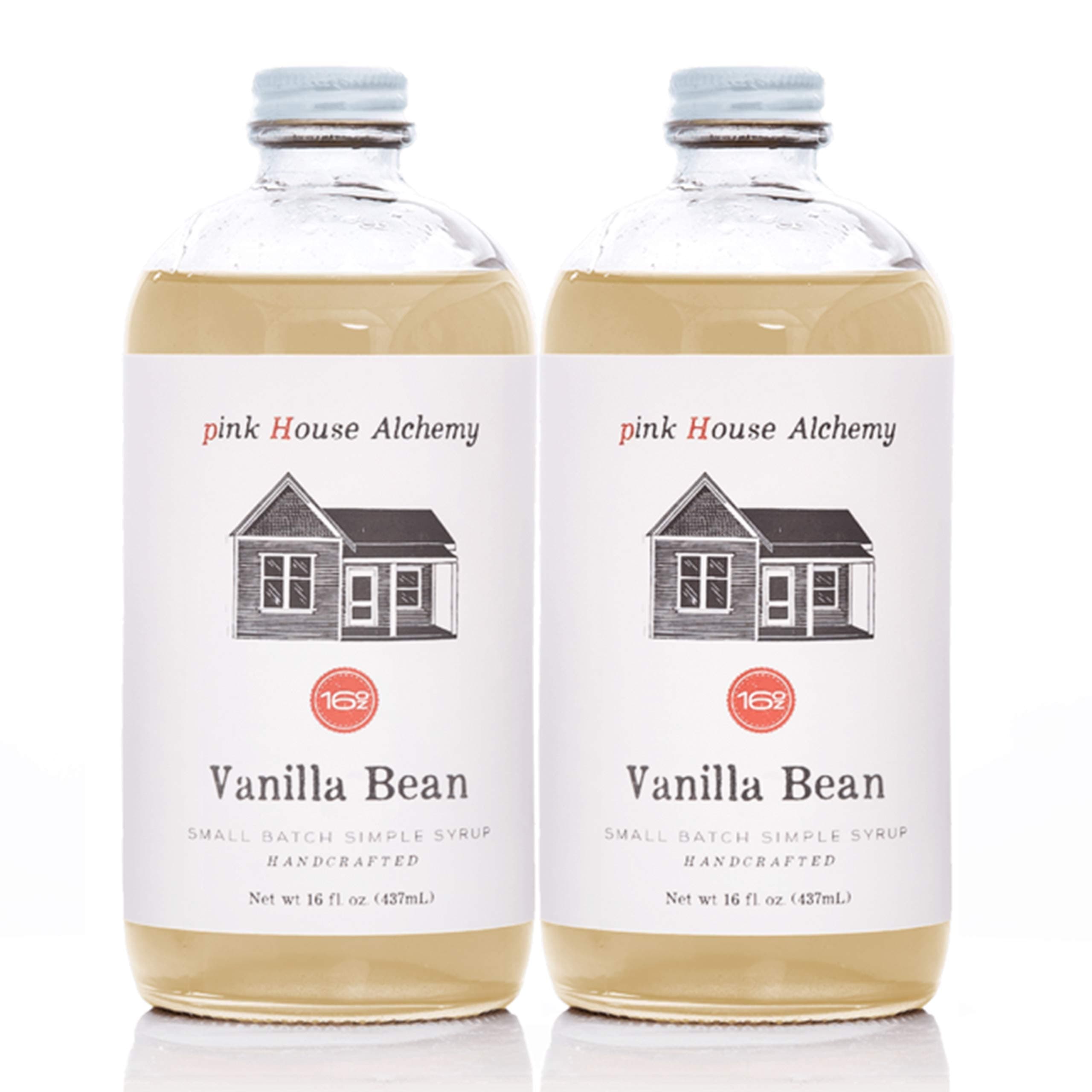 PINK HOUSE ALCHEMY Vanilla Simple Syrup 2 Pack 16 OZ Bottles Coffee, Cocktail, Non-Alcoholic and Mocktail Drinks, All-natural, non-GMO (VB2)
