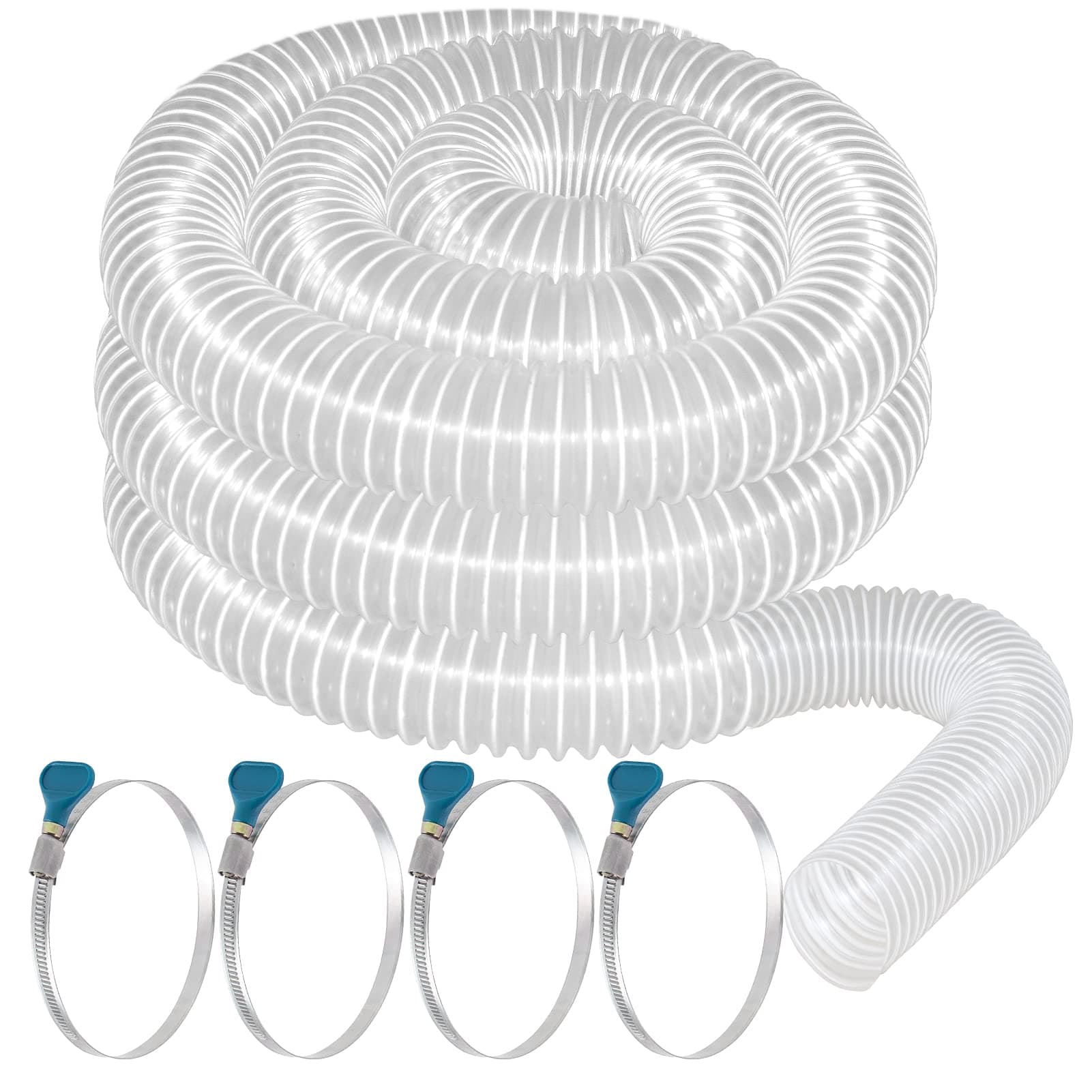 Qucship Heavy PVC Dust Collection Hose 2 1/2" x 20', Puncture Resistant PVC Dust Collection Hose with Carbon Steel Wire Coil, Flexible Clear PVC Fume Collection Hose for Dust Collectors