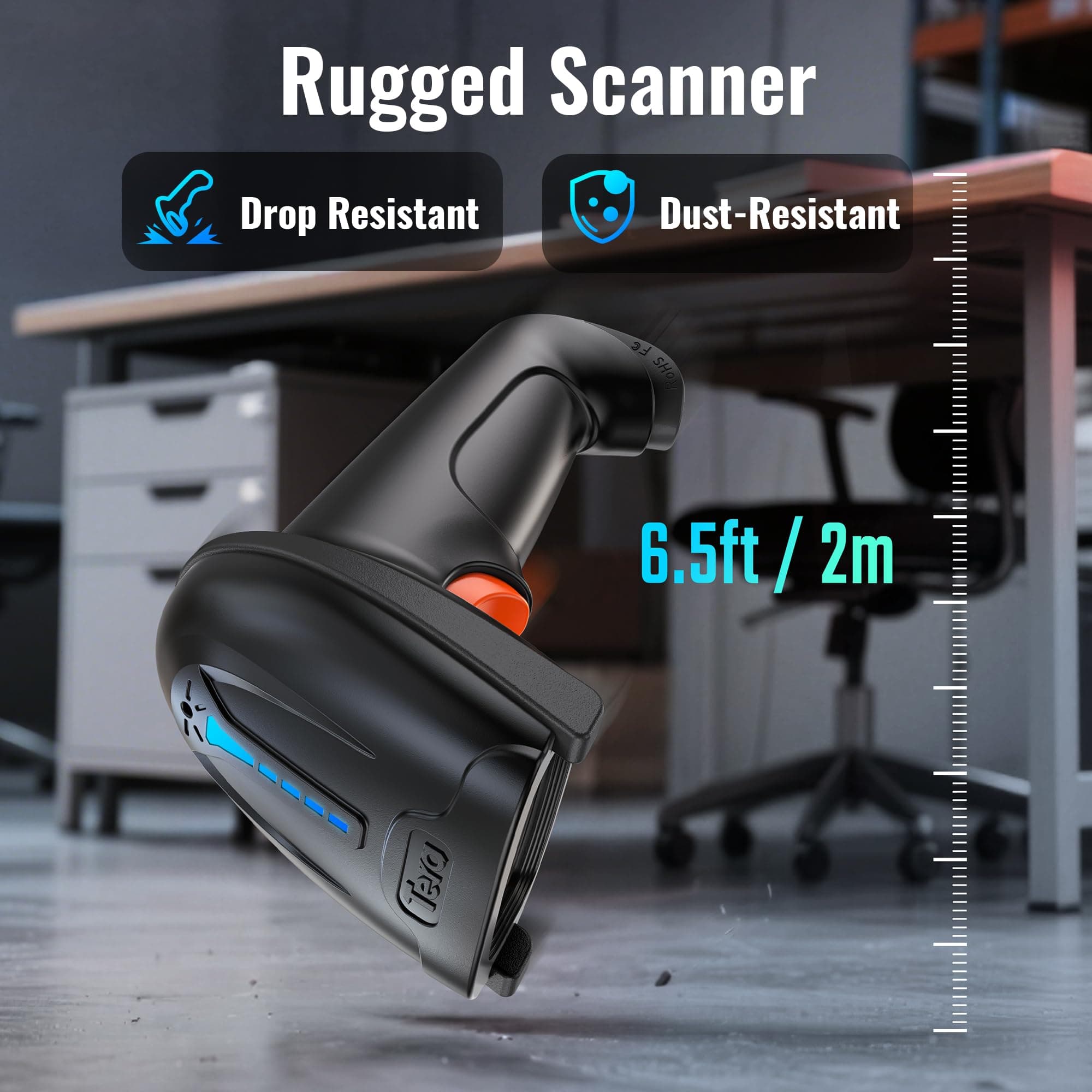 Tera Wireless Barcode Scanner (2.4Ghz Wireless+USB 2.0 Wired) Rechargeable Handheld Automatic 1D Barcode Reader