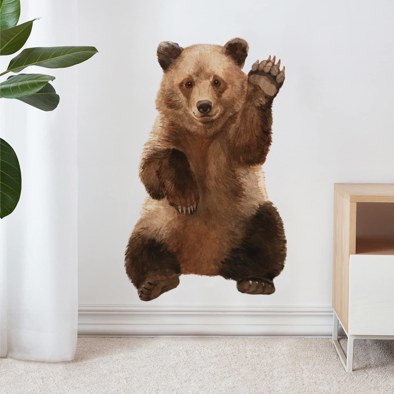 Hello Bear Wall Decal Nursery Animal Wall Sticker Removable Peel and Stick Waterproof Wall Art Decor Stickers for Kids Baby Classroom Living Room Playing Room Bathroom Bedroom