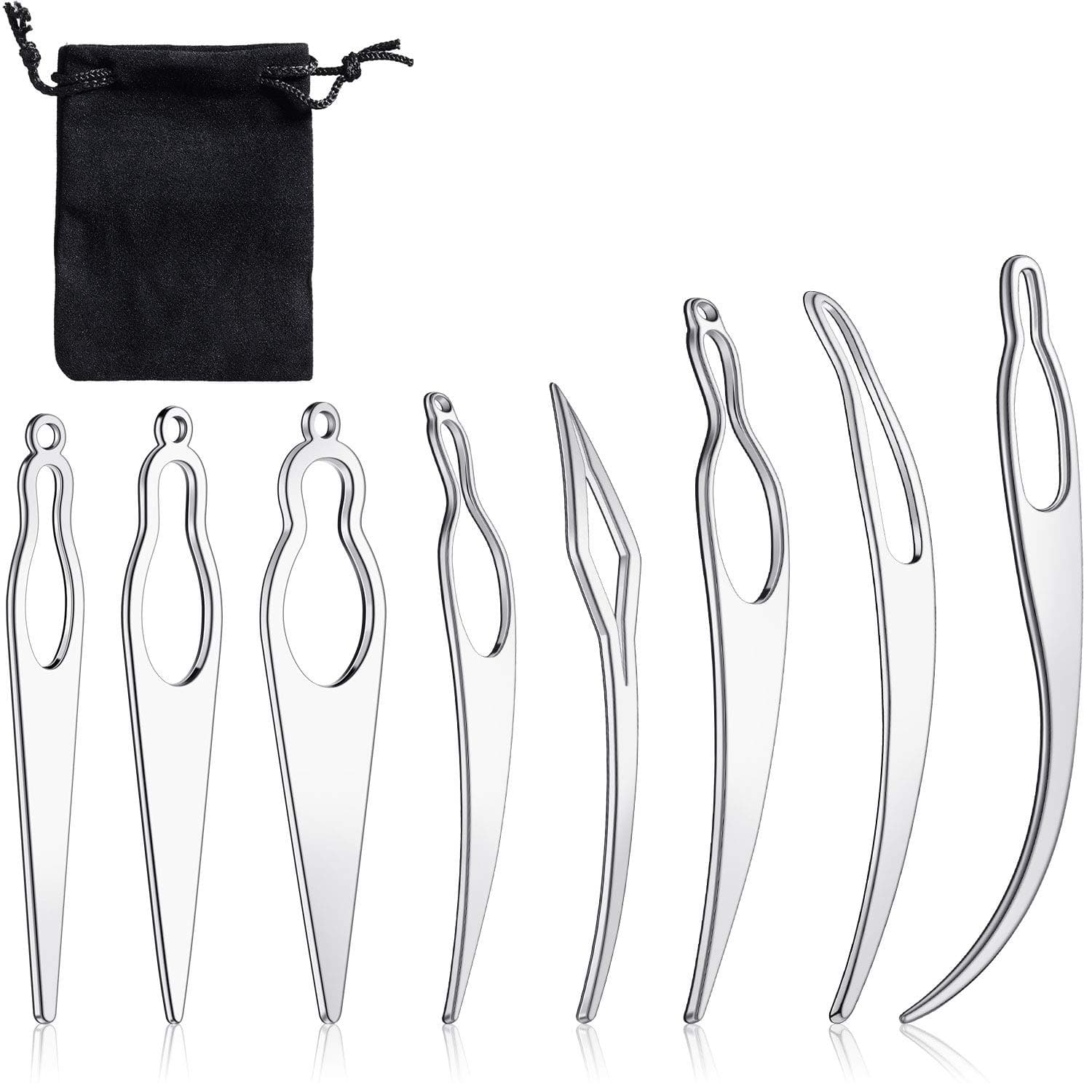 WILLBOND 8 Pieces Dreadlocks Tool Sisterlocks Craft Dreadlocks Hair Extensions Locks Tool Hair Locking Tool Tightening Accessories for Different Christmas Braiding Hair Accessory (Silver)