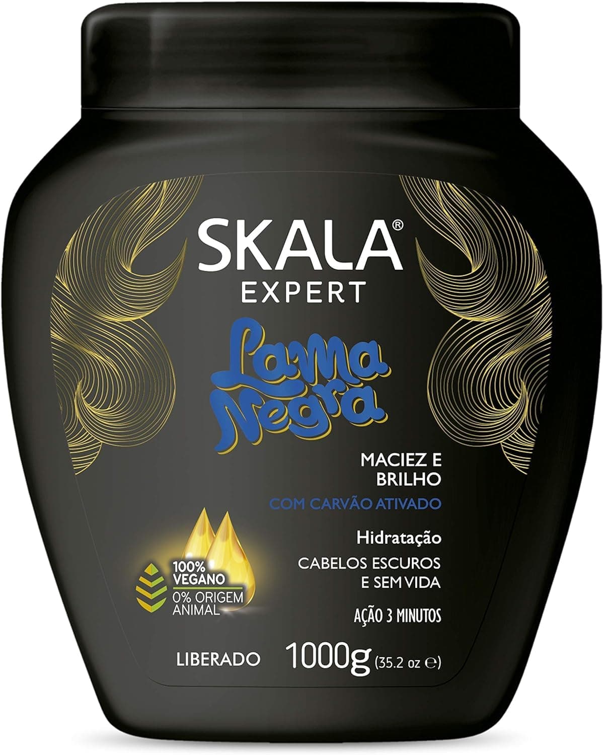 Deep Purification and Shine - Conditioning Cream Black Clay - Skala - 1000ml - Enriched with Black Clay for Detoxifying and Revitalizing Hair