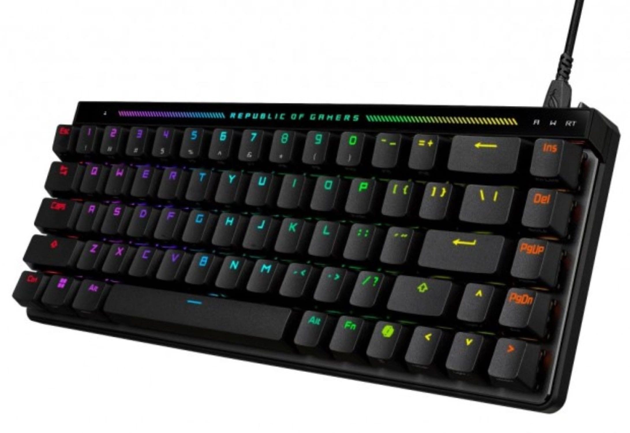 ASUS ROG Falchion Ace HFX Gaming Keyboard, Rapid Trigger, Magnetic Key Switch, 65% Layout, Wired, Polling Rate 8000Hz, High-Speed Response, Silent Gaming Keyboard, Cover Case Included, Aura Sync