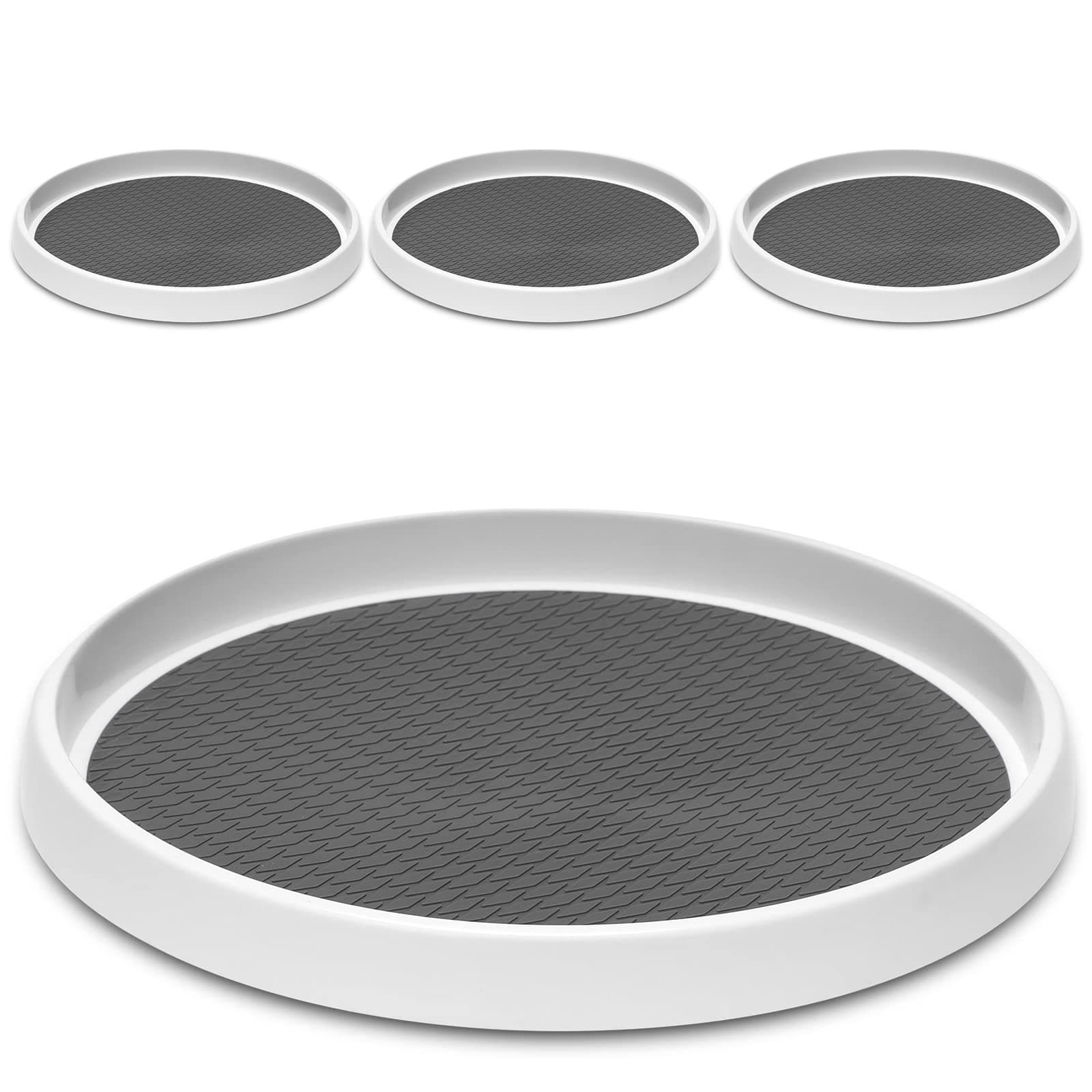 LANDNEOO 4 Pack 12-Inch Non-Skid Turntable Lazy Susan Organizer - Spinning Rack for Cabinet, Table Top, Pantry, Kitchen, Fridge, Vanity, Countertop, Under Sink, Spice Spinner