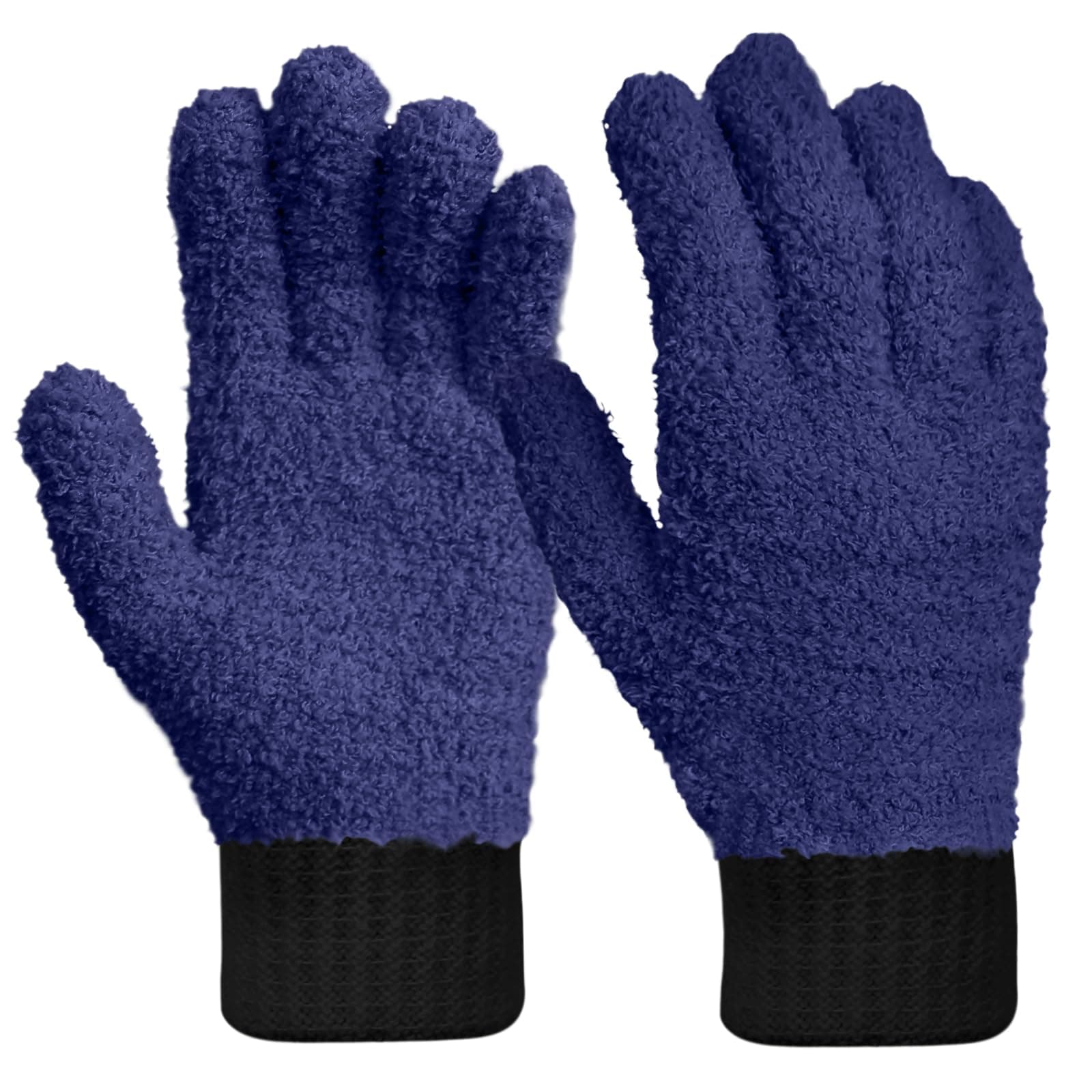 MIG4U Microfiber Gloves - Dusting Gloves for House Cleaning - Washable Blind Cleaner Duster Tool (Navy,S/M)