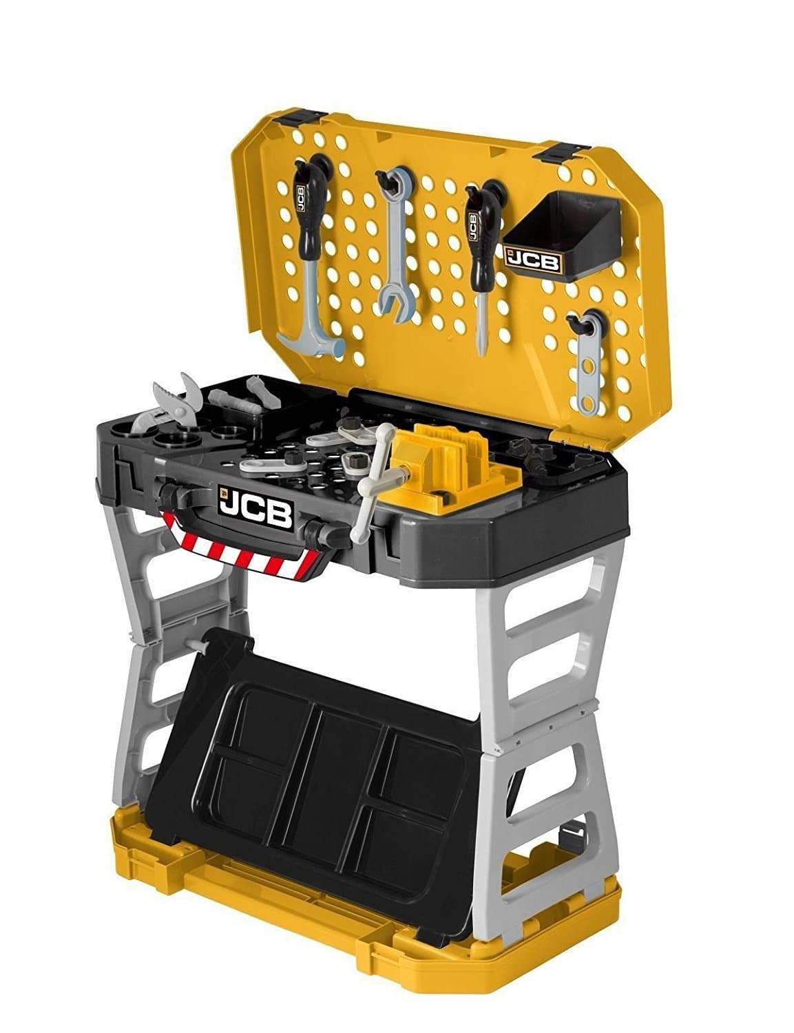 JCBWork Bench Tool Kit - Foldable Tool Bench For Children Set - Childs Play Set for Boys and Girls - Construction Toys, Great Role Play for Kids
