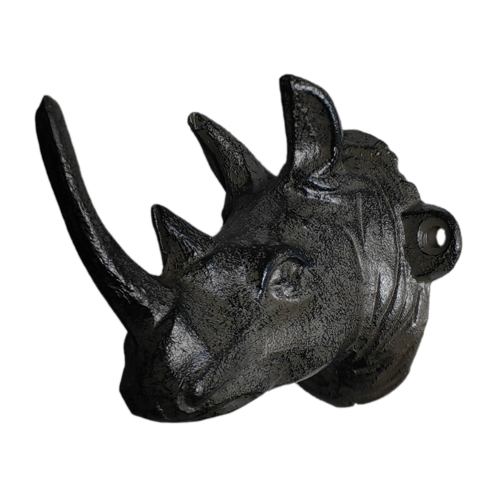 Cast Iron Rhino Wall Hook - 3" Medieval Dcor Hanger for Coats & Keys, Rustic Western Farmhouse Decor with Mounting Hardware
