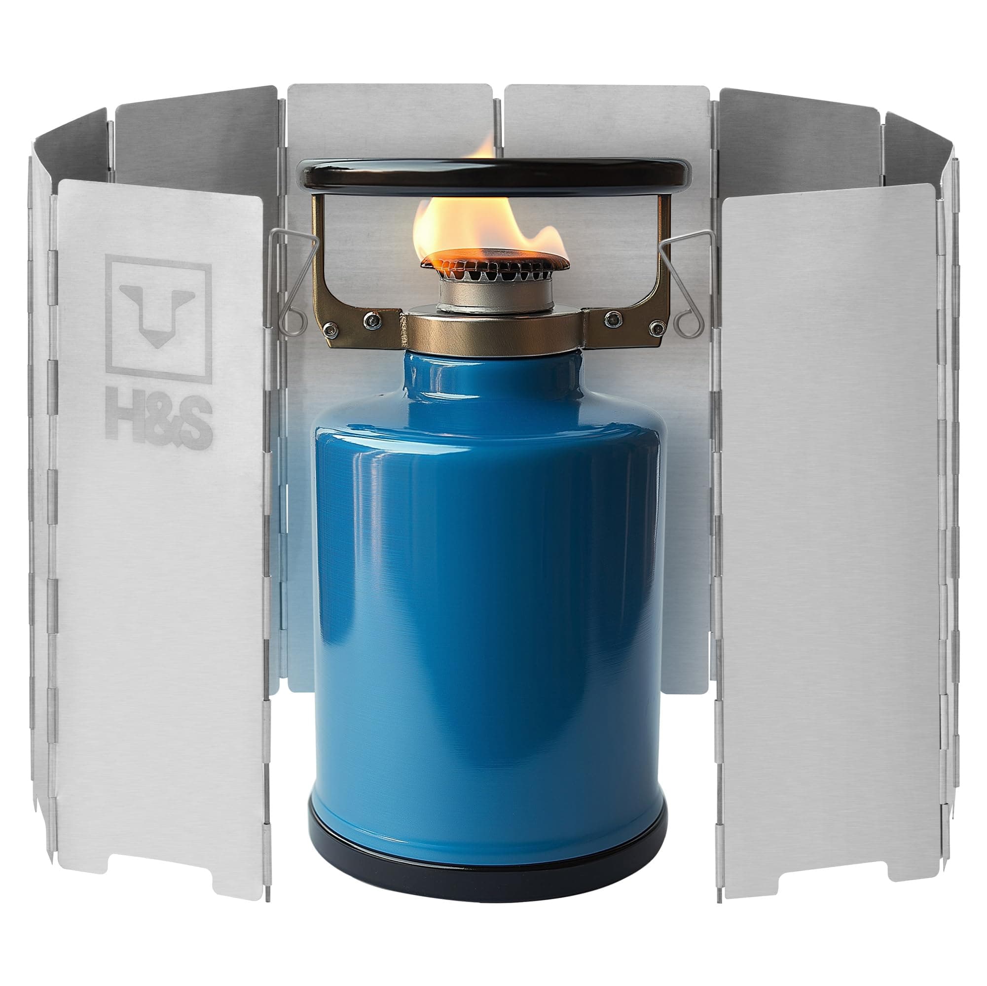 H&S Foldable Camping Stove Windscreen for Outdoor Camping - 10 Aluminum Plates Camping Cooker Wind Shield for Stove - Folding Wind Shield with Carrying Case for Camping Accessories