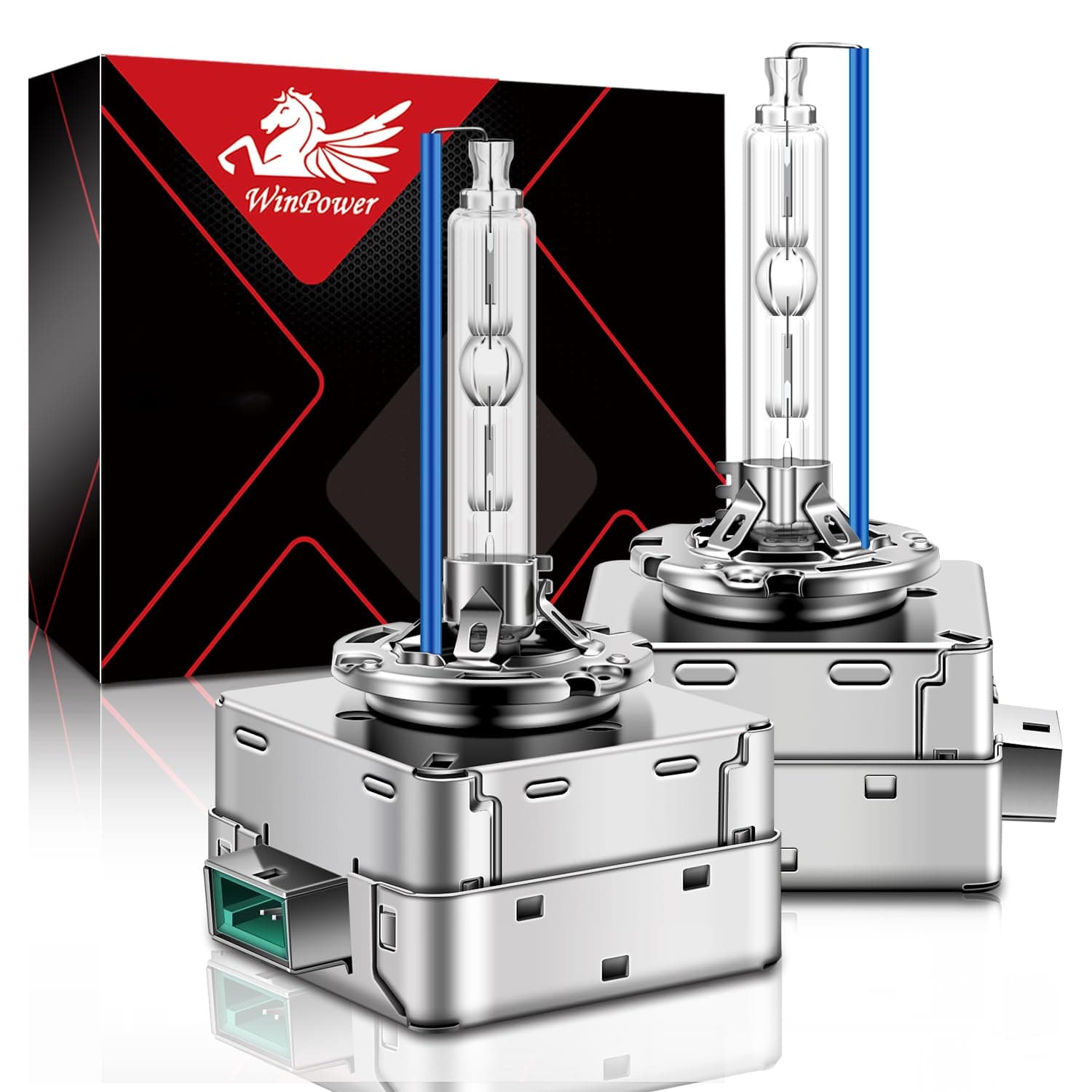 WinPower D3S Xenon HID Headlight Bulb, 8000K Ice Blue White 35W Metal Stents Base High Low Beam Replacement Lights, Pack of 2