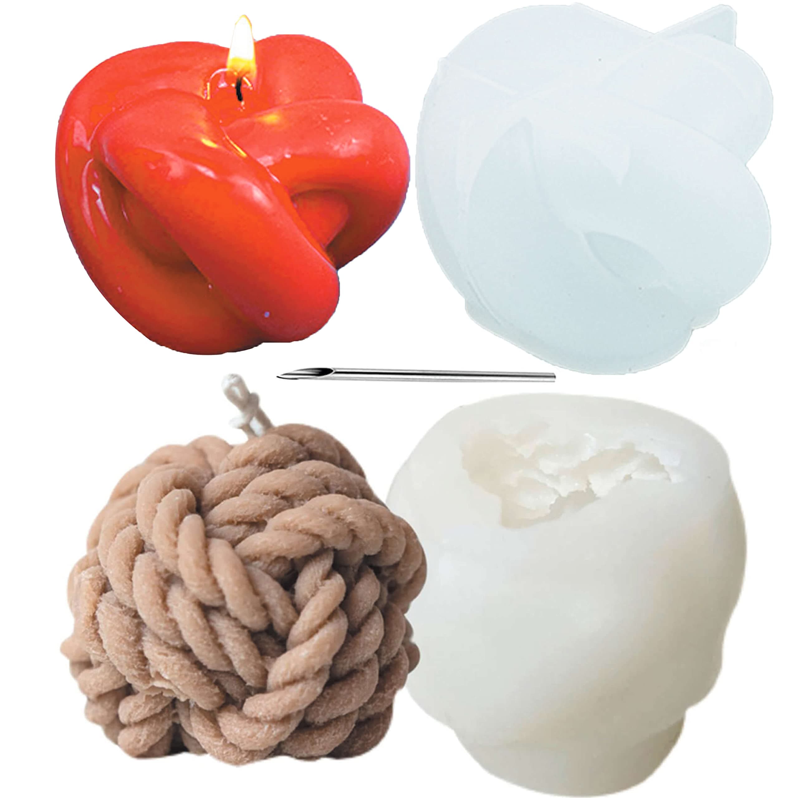 Knot Candle Mold,Ball Candle Mold,Magic Ball Bubbles Cube Mold,Candle Molds for Candle Making,Candle Molds,with DIY Accessories,for Candle Making,Soap,Cake,2Pcs