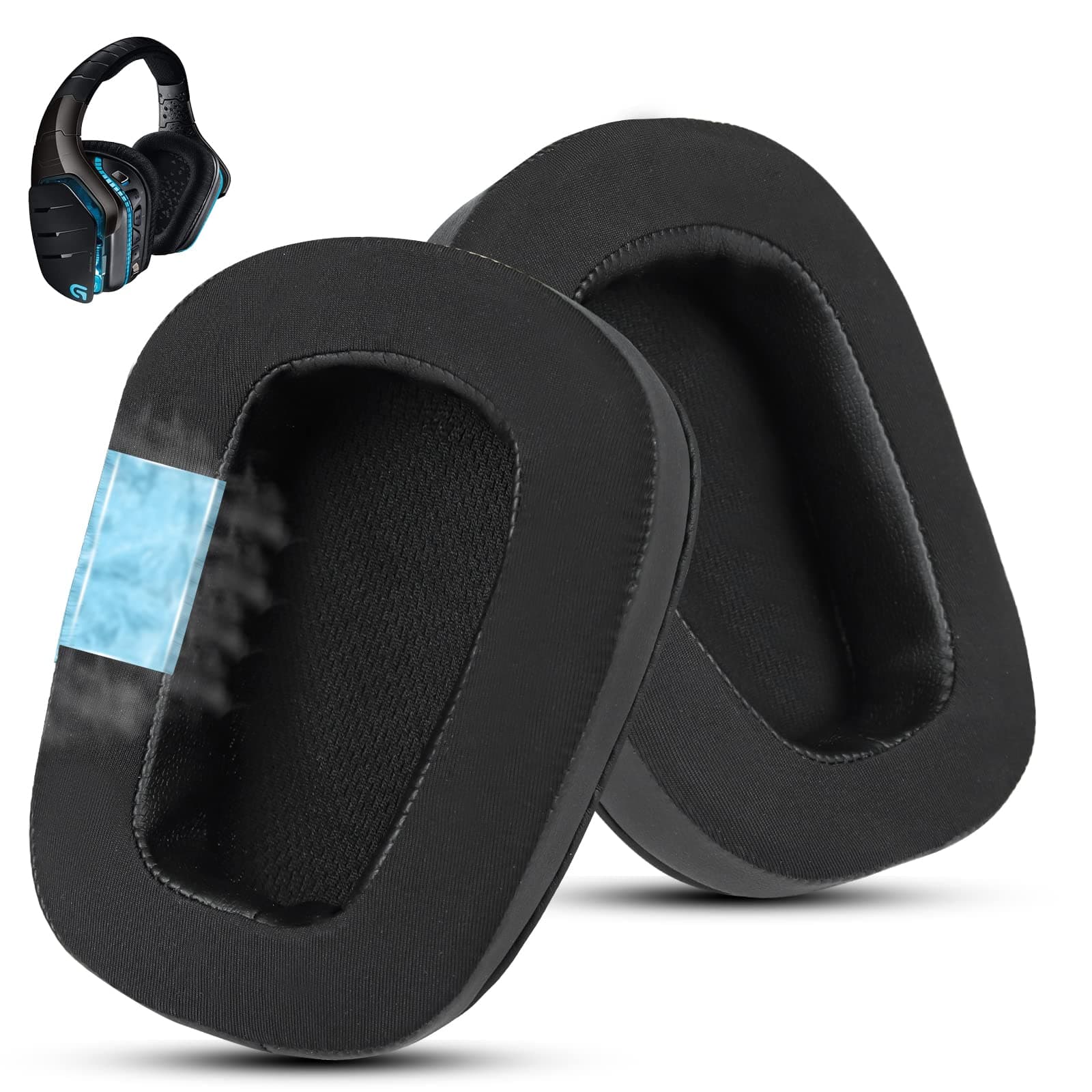 Wzsipod Cooling Gel Replacement Ear Pads for Logitech G933 Gaming Headset, Also Fits G935 G930 G635 G633 G633S G533 G430 G431 G432 G433 Headphone, Earpad for G332 G230 G231 G233 Headset (Black)