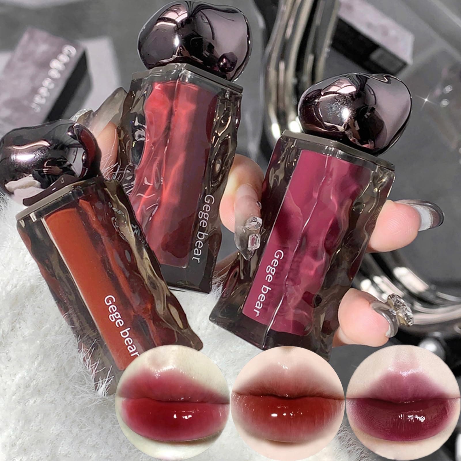 3 Colors Lip Gloss Set Shine Glossy Plumping, Moisturizing Smooth Soft Glass Finish Liquid Lip Gloss Tint for Glowy Hydrated Lips Makeup Set For Girls And Women (B)