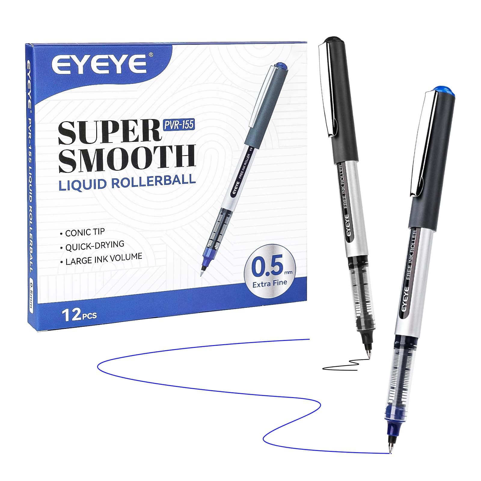 - Rollerball Pens 0.5mm, 6 Black 6 Blue Roller Ball Pen Extra Fine Point Quick Dry, Liquid Ink Pens Fine Point Smooth Writing Pen for Journaling, Note Taking, Office, School Supplies