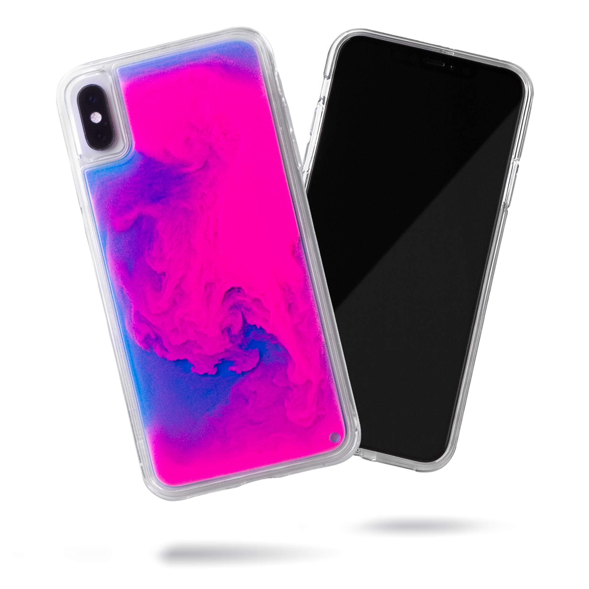 SteepLab Flowing Neon Sand Liquid iPhone Xs Max Case - Full Body Protection with Raised Bezel - Blueberry and Pink Glow