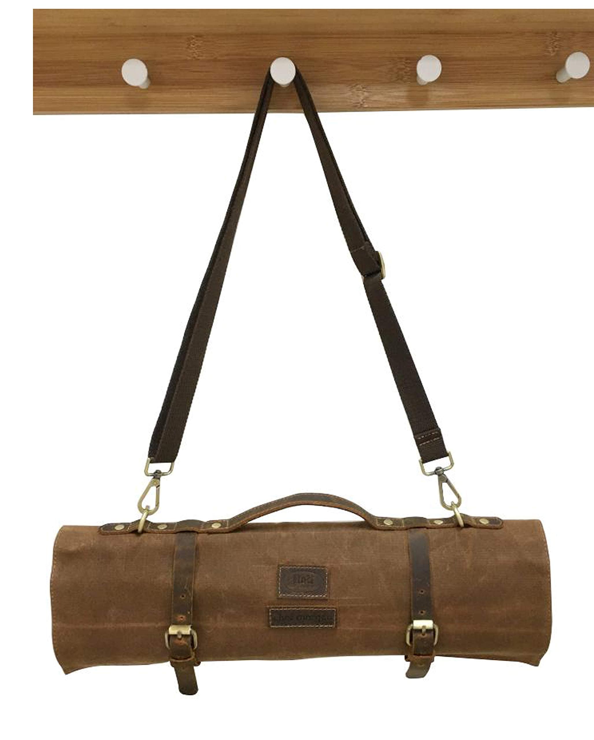 Chef Morgan Premium Wax Canvas Pure Leather Knife Roll/Chef Knife Bag/Chef Bag, Brown