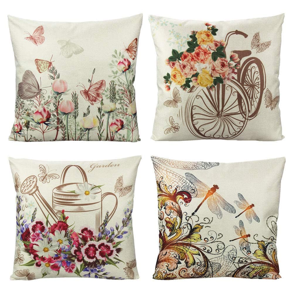 Garden Butterfly & Dragonfly Pillow Covers