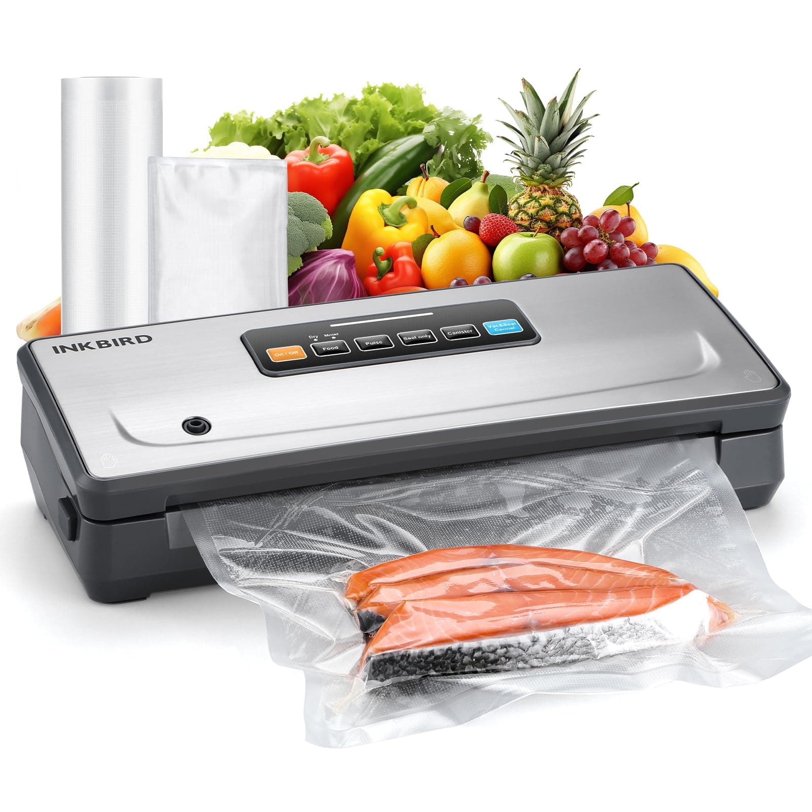 Sponsored Ad - INKBIRD Cordless Vacuum Sealer Machine INK-VS06 with Starter Kit Rechargeable Food Vacuum Sealing Built-in Cutter Pro Food Preservation Kit -80kPa Ideal for Kitchen Camping Outdoor Cooking