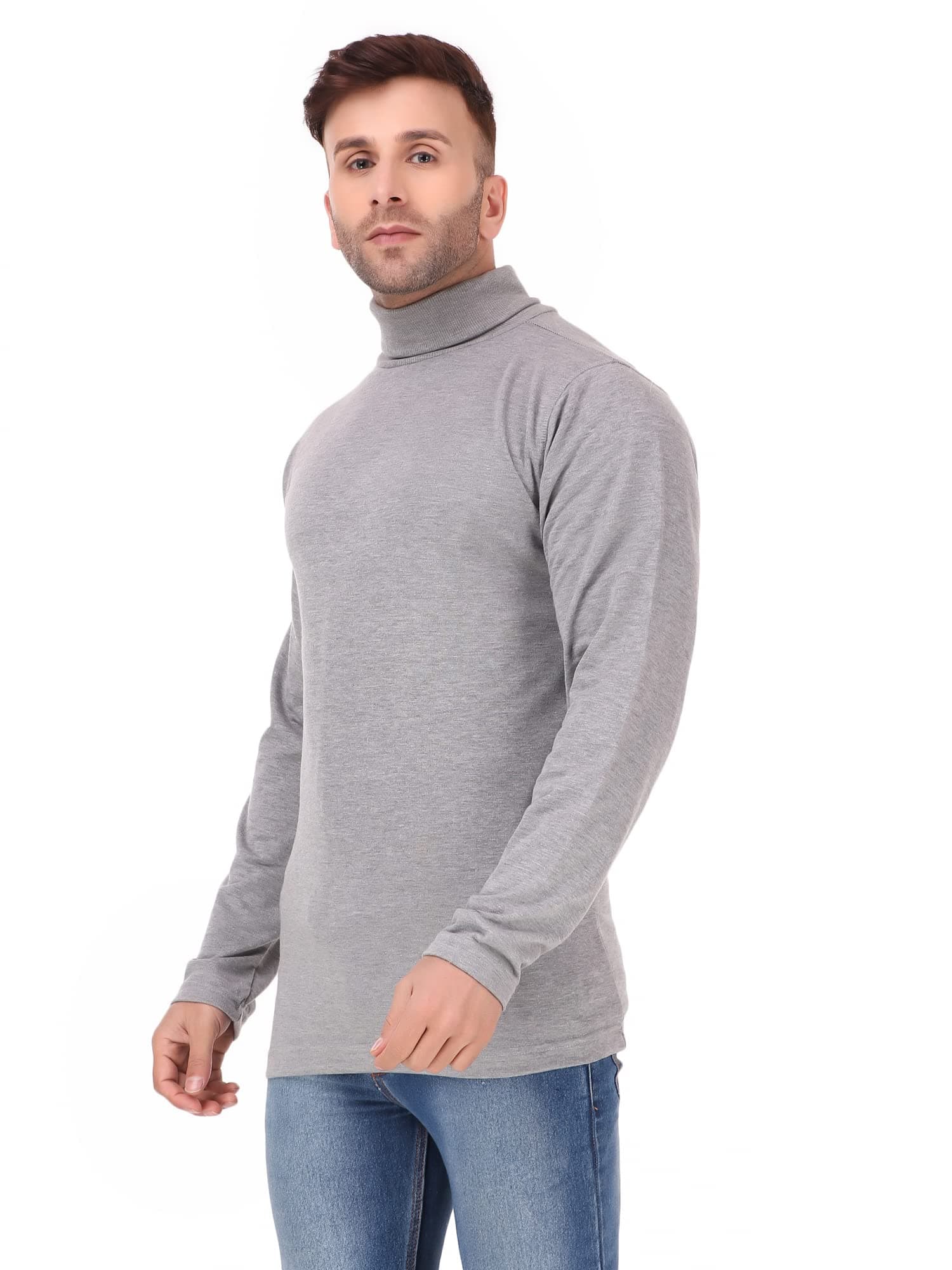 UZARUSMen's Cotton Solid Full Sleeve Turtle Neck T Shirt