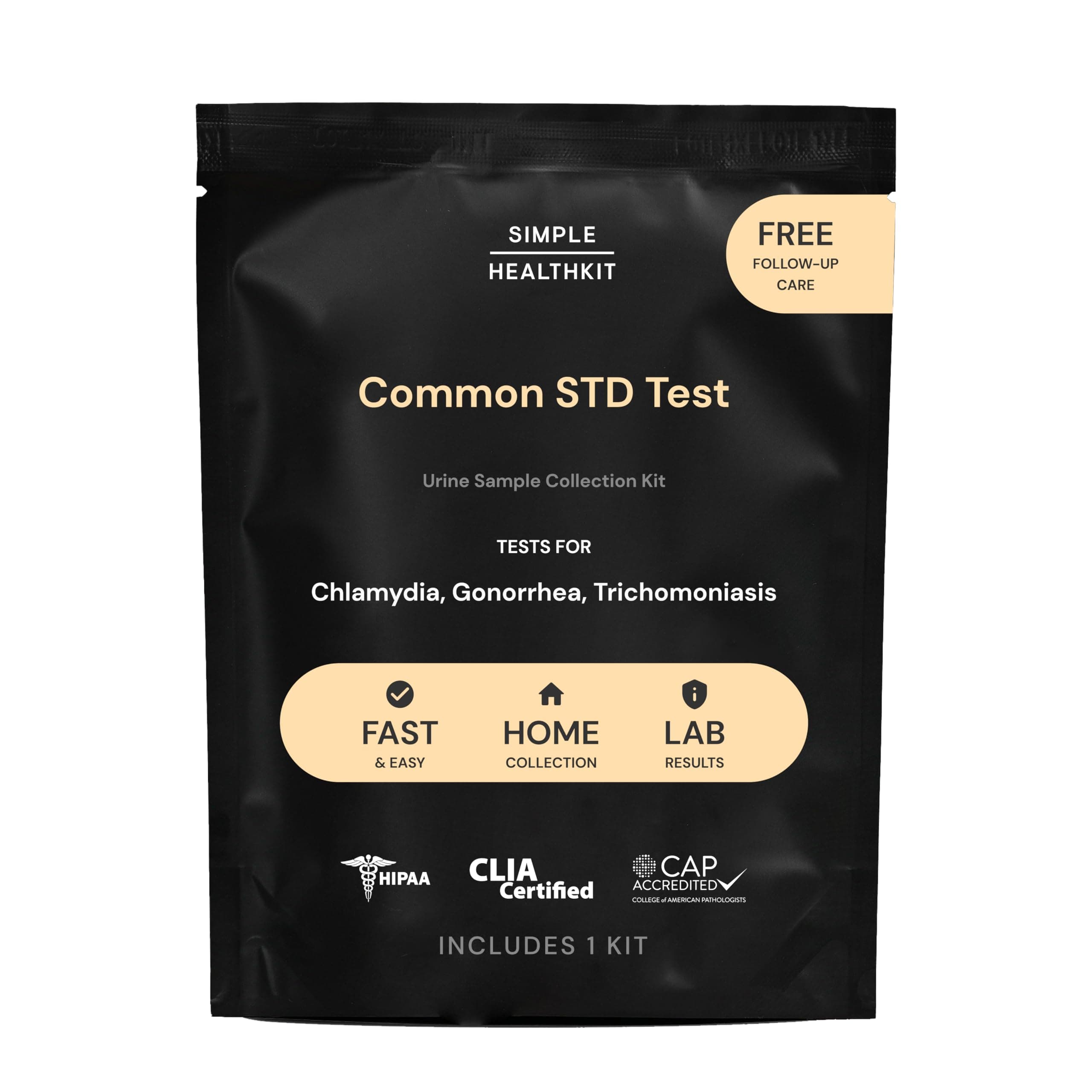 At-Home Common STD Test Kit for Chlamydia, Gonorrhea & Trichomoniasis - Tests for 3 Most Common STDs - STD Test Kit - Free Follow-Up Care & Fast Lab Results