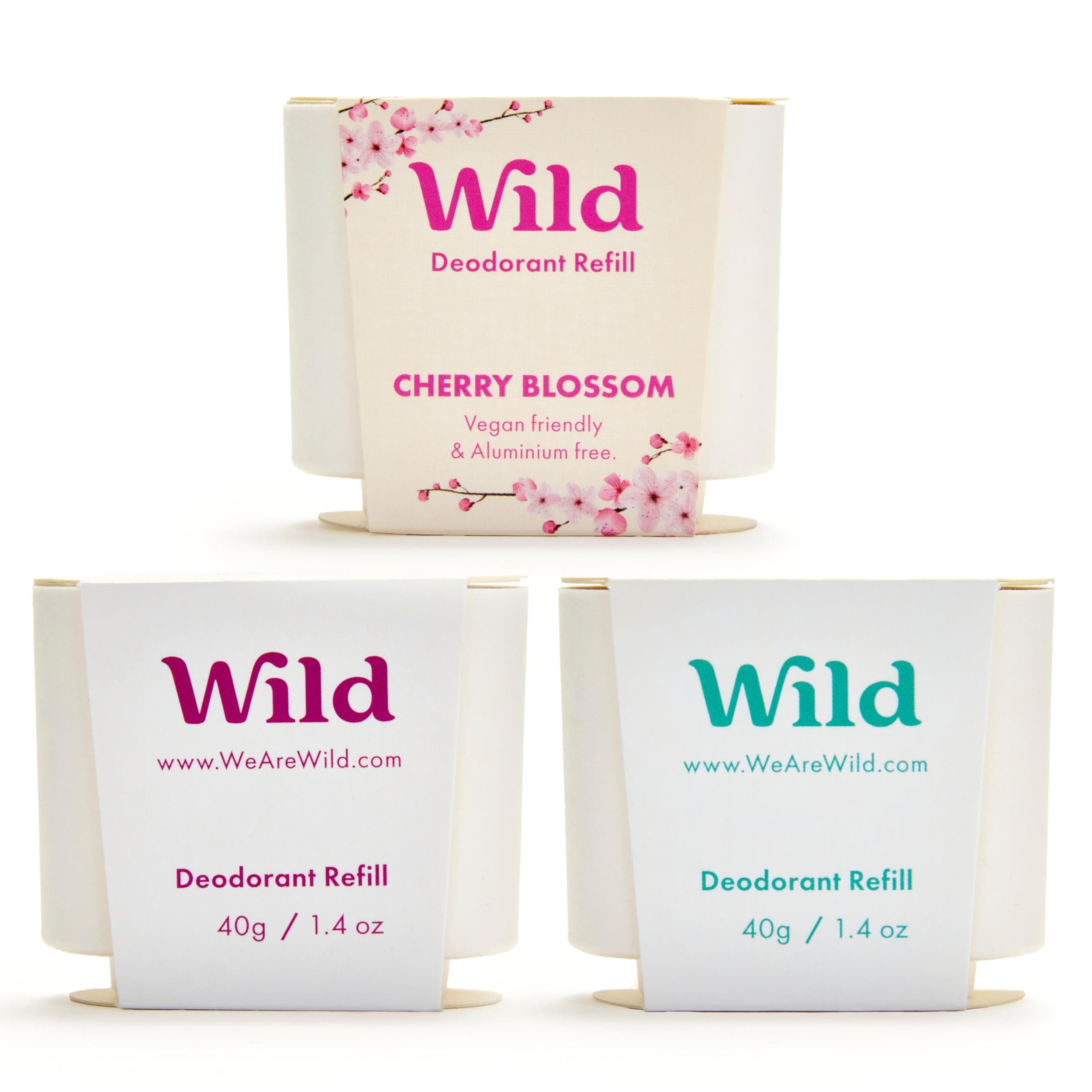 Natural Refillable Deodorant Variety Pack - Aluminium Free - Scents Include Fresh Cotton & Sea Salt, Cherry Blossom and Coconut & Vanilla Scents - Long Lasting Protection