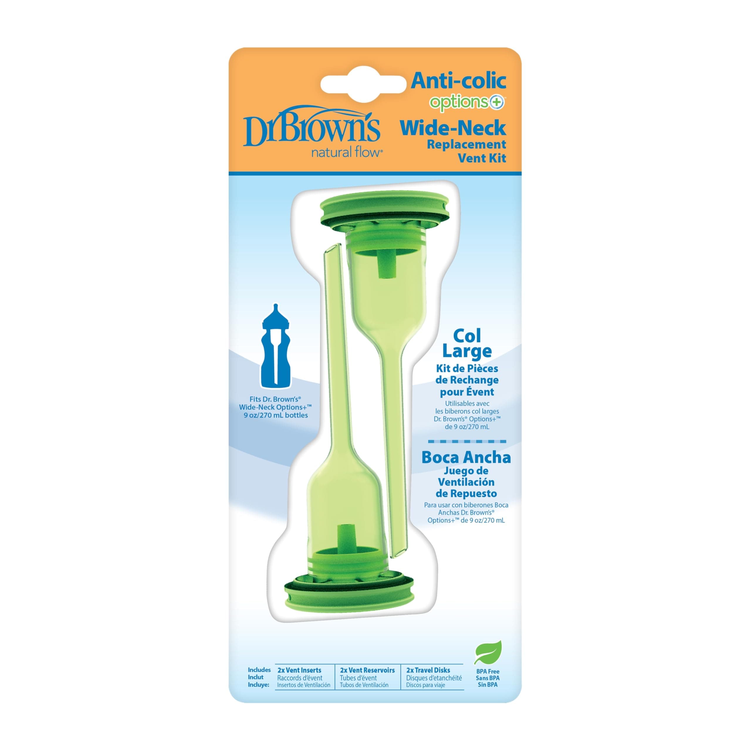 Dr. Brown's Options+ Replacement Vent Kit, Wide-Neck, Pack of 2