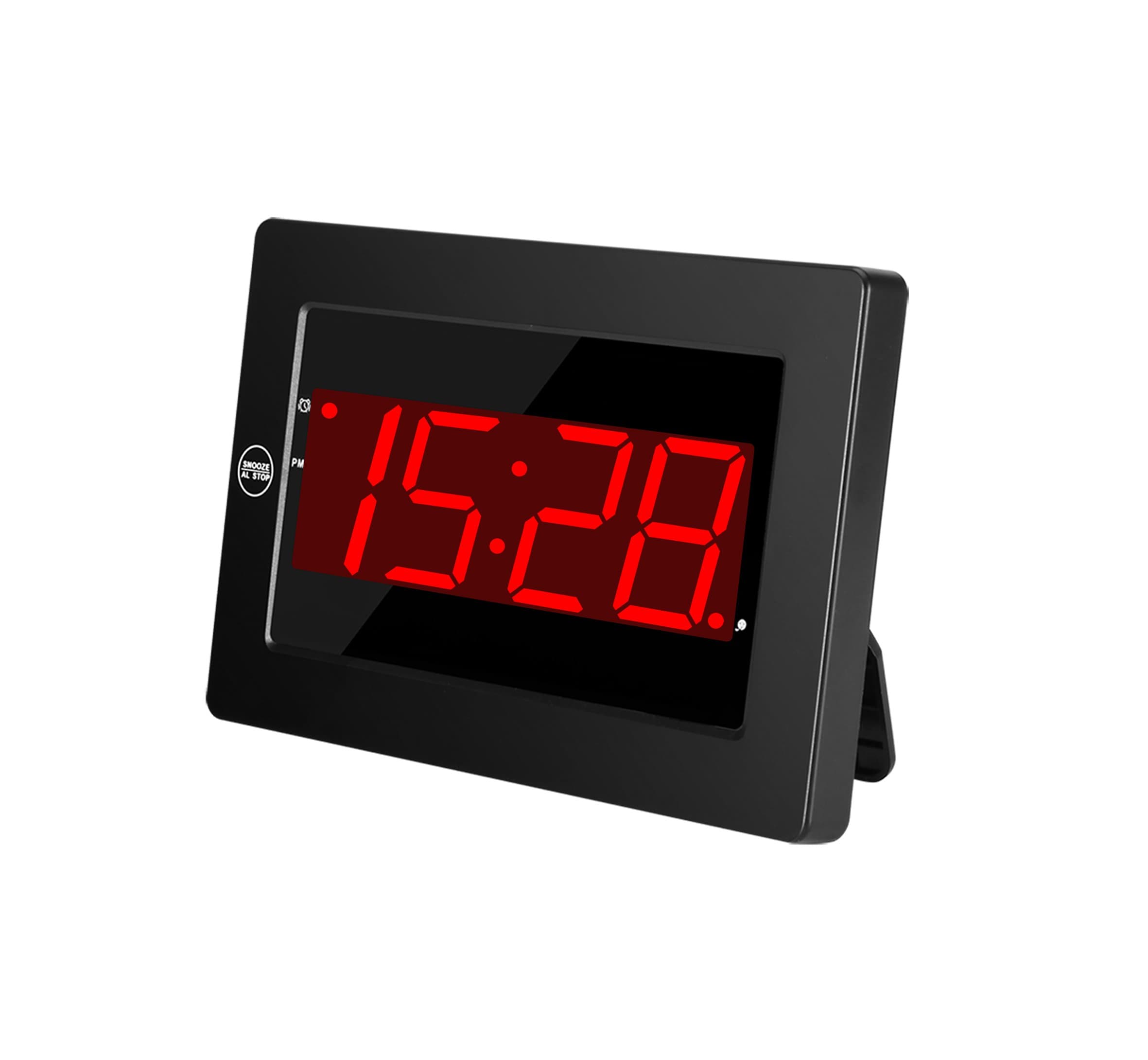 Digital Wall Clock Battery Operated - LED Display Digital Alarm Clock Battery Powered Only, Brightness Adjustable, 12/24Hr