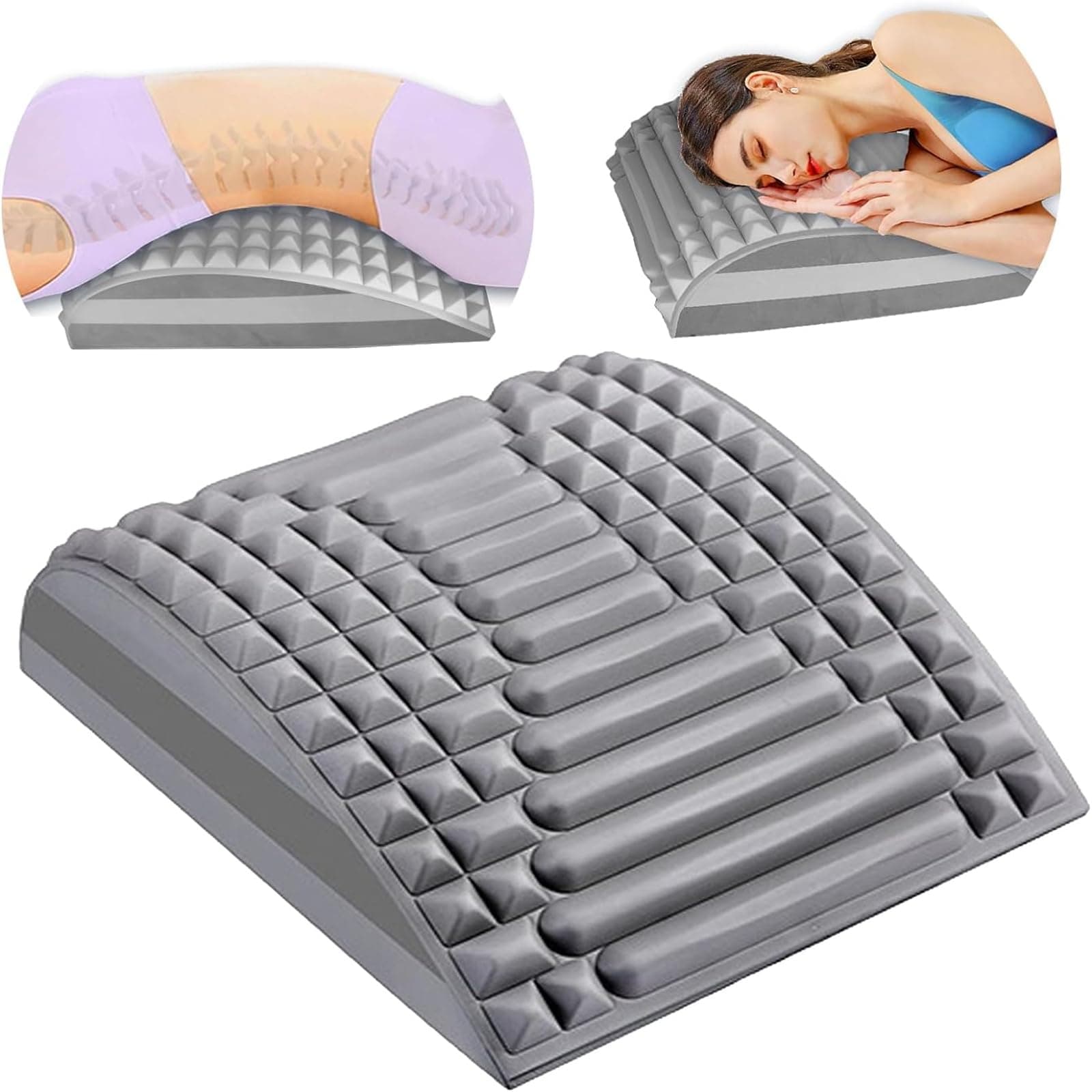 AtRyxBack Stretcher, Refreshing Neck and Back Stretcher for Lower Back Pain Relief, Sciatica, Scoliosis, Suitable for Various Places - Home, Gym, Outdoor (Gray)