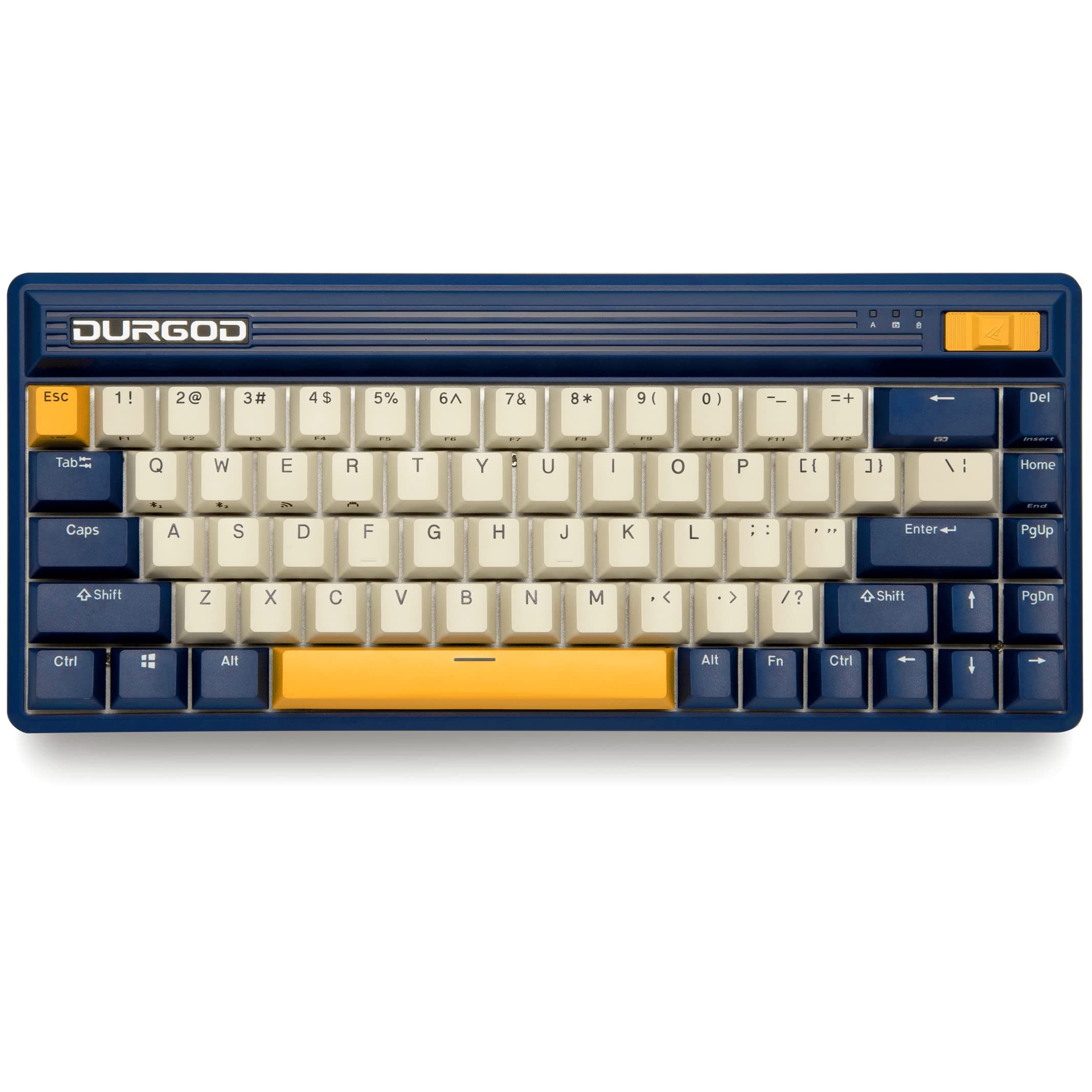 DURGOD Fusion Mechanical Retro Keyboard | 65% Layout | Wireless 2.4 GHz, Bluetooth 5.0, USB C | Doubleshot PBT | Up to 40 Days Battery Life | Windows, Android, iOS (Cherry MX Brown, Navigator)