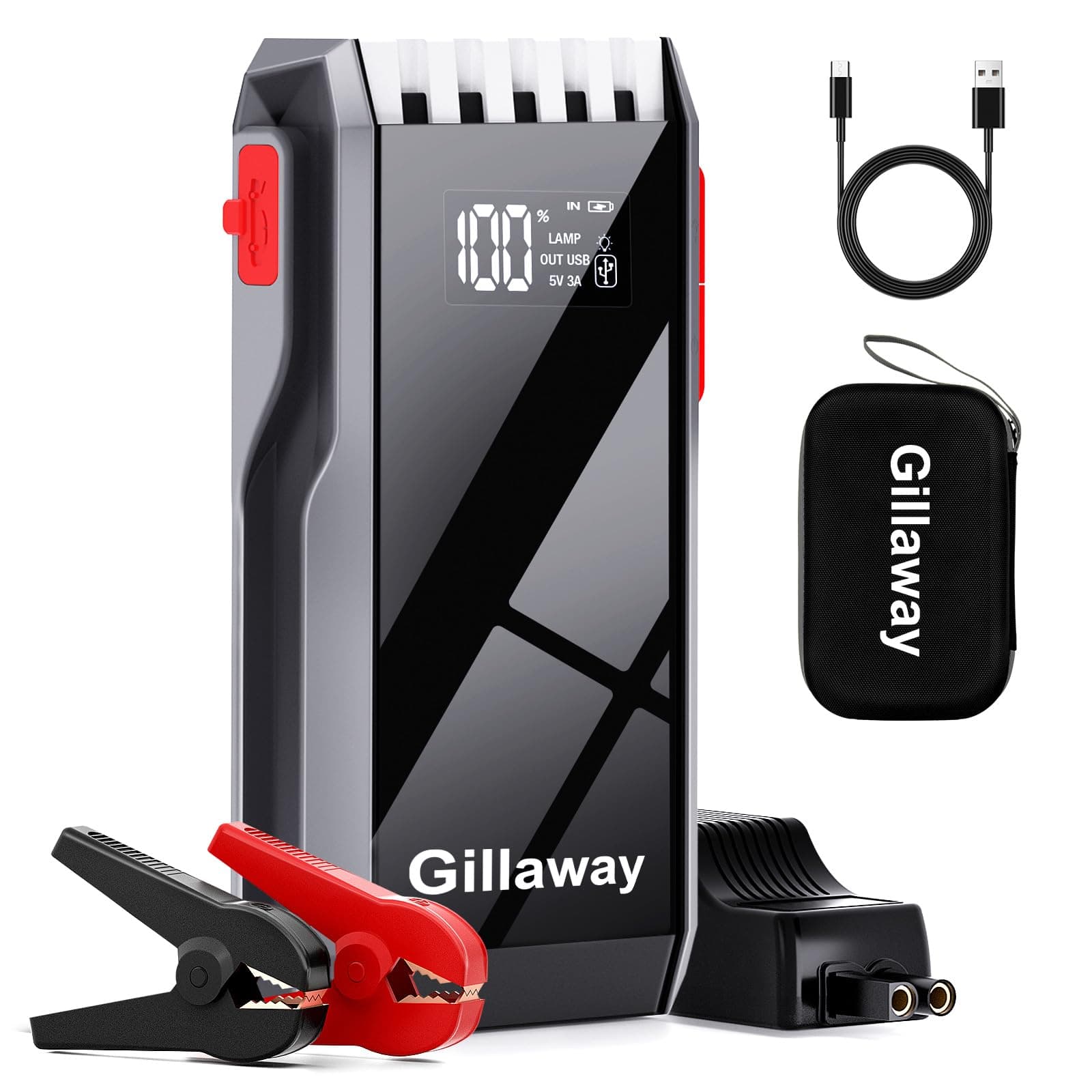 GILLAWAY 012 Jump Starter Battery Pack, 4500A Peak Car Battery Charger Jump Starter for Up to 10.0L Gas or 8.0L Diesel Engine,12V Car Jumper Starter Portable with Full LCD Screen.