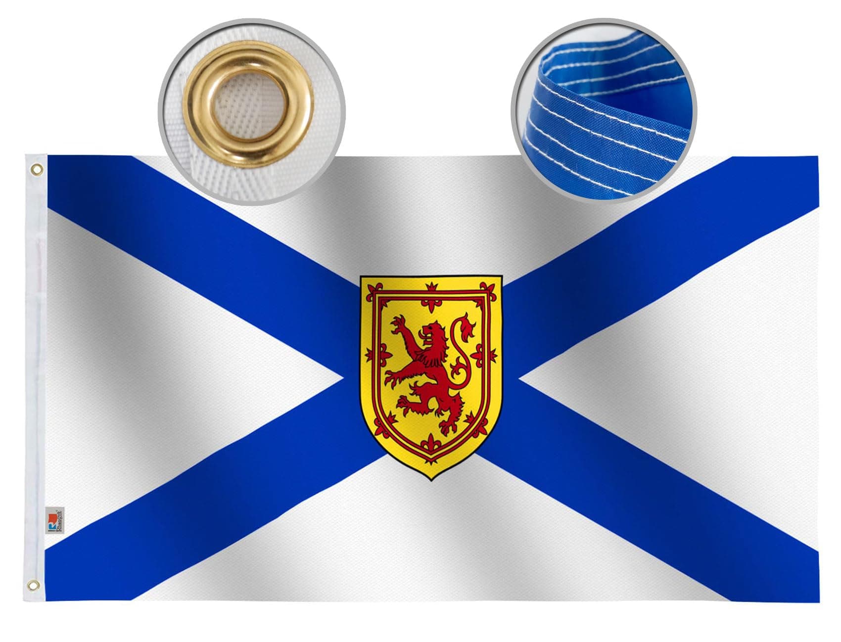 rhungift Large 3' X 5' Nova Scotia Flag - 100D Heavy Polyester Canadian Province Flag with Canvas Header and Quadruple Stitched Fly Ends for Outdoor Use