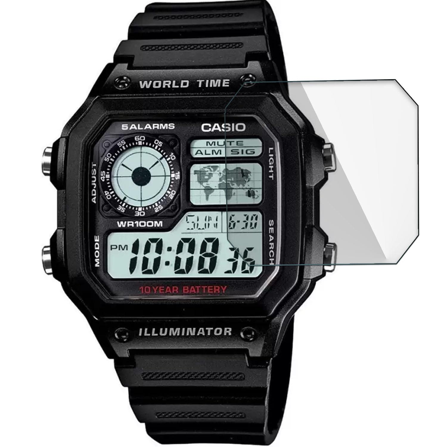 FCS (Pack of 3 Screen Guard for Casio Watch-AE-1200WH-1AVDF (D097) | 0.33mm Anti Shock Screen Protector | (CASIO-AE-1200WH-1AVDF-D097),Polyethylene Terephthalate