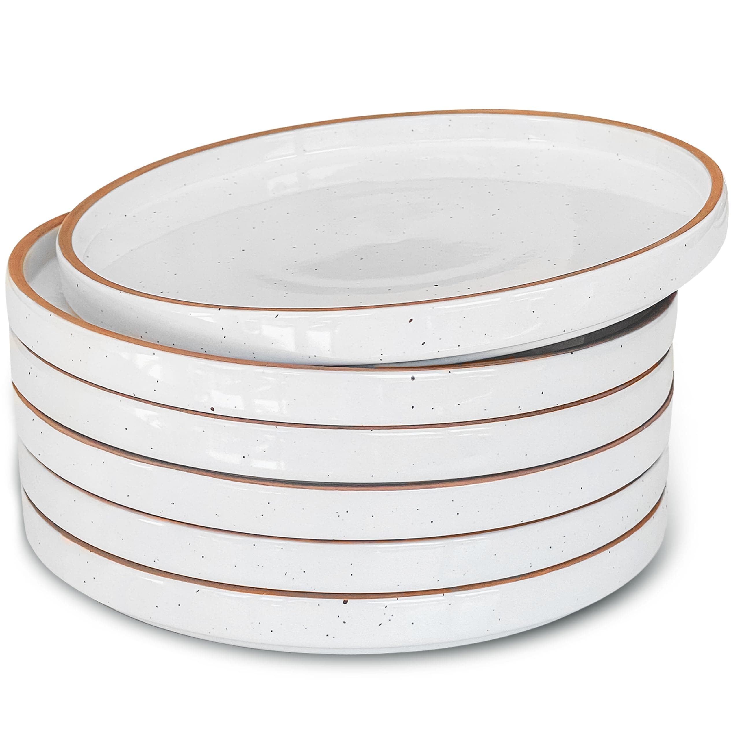 Ceramic Flat Plates Set of 6-8 in - The Dessert, Salad, Appetizer, Small Lunch, etc Plate. Microwave, Oven, and Dishwasher Safe, Scratch Resistant. Kitchen Porcelain Dish - Vanilla White