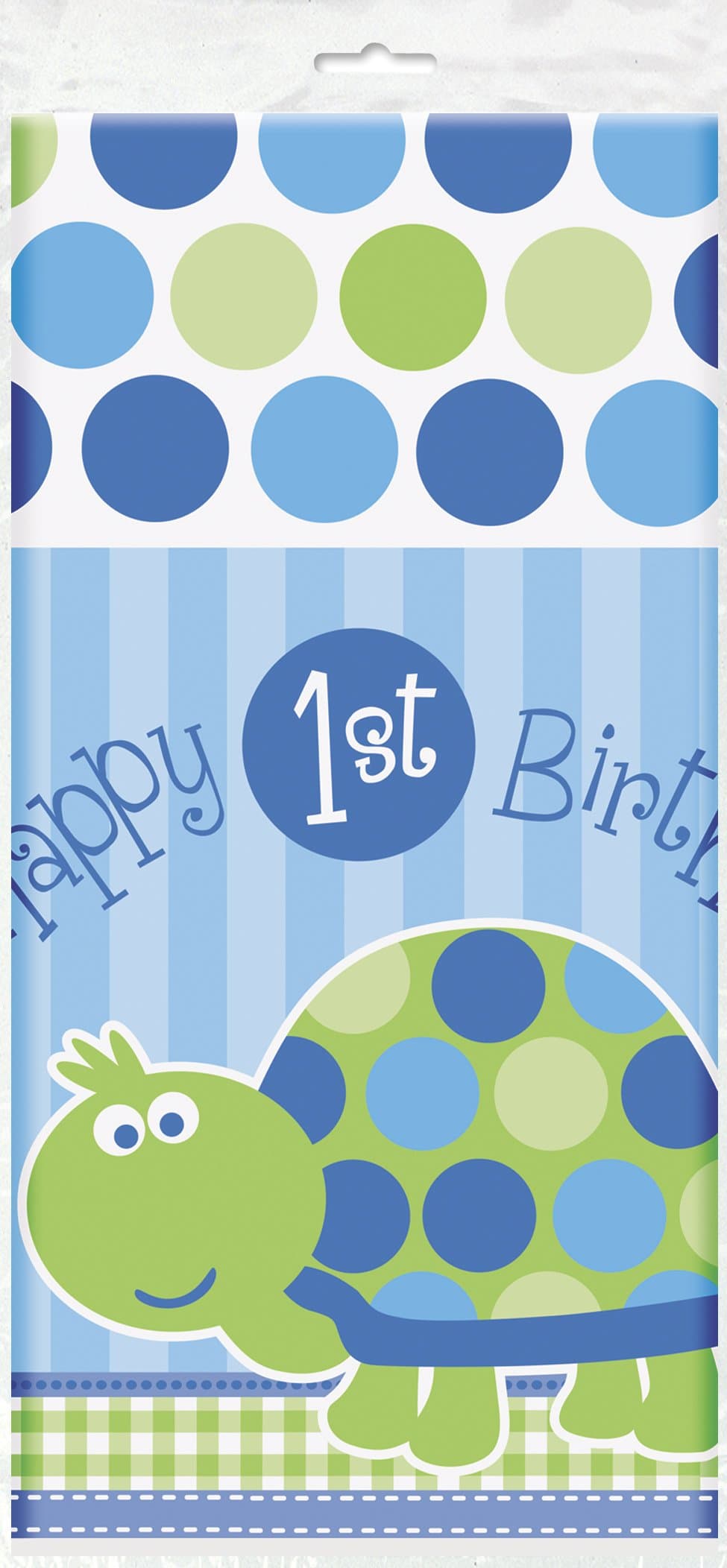 Unique Party 40443 - Plastic Blue Turtle 1st Birthday Tablecloth, 7ft x 4.5ft
