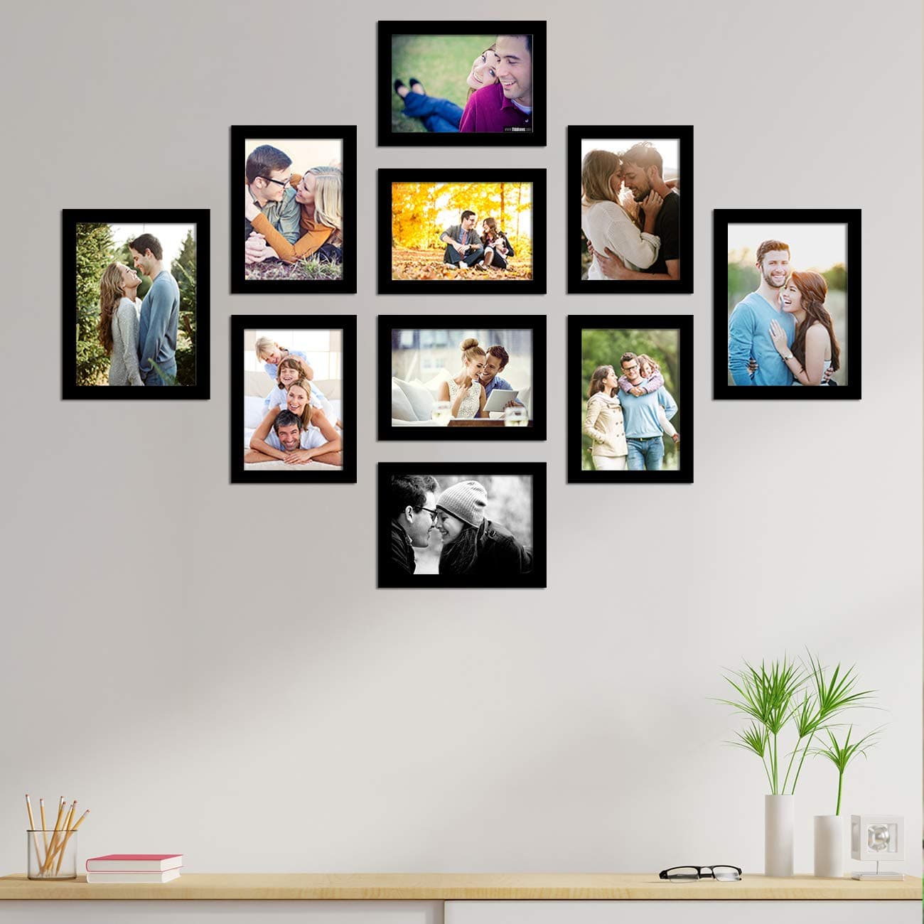 Photo Frame For Wall Set of 10, Black Picture Frames For Bedroom, Livingroom, Home and Office Wall Decoration (Size -6x8,5x7 Inch)