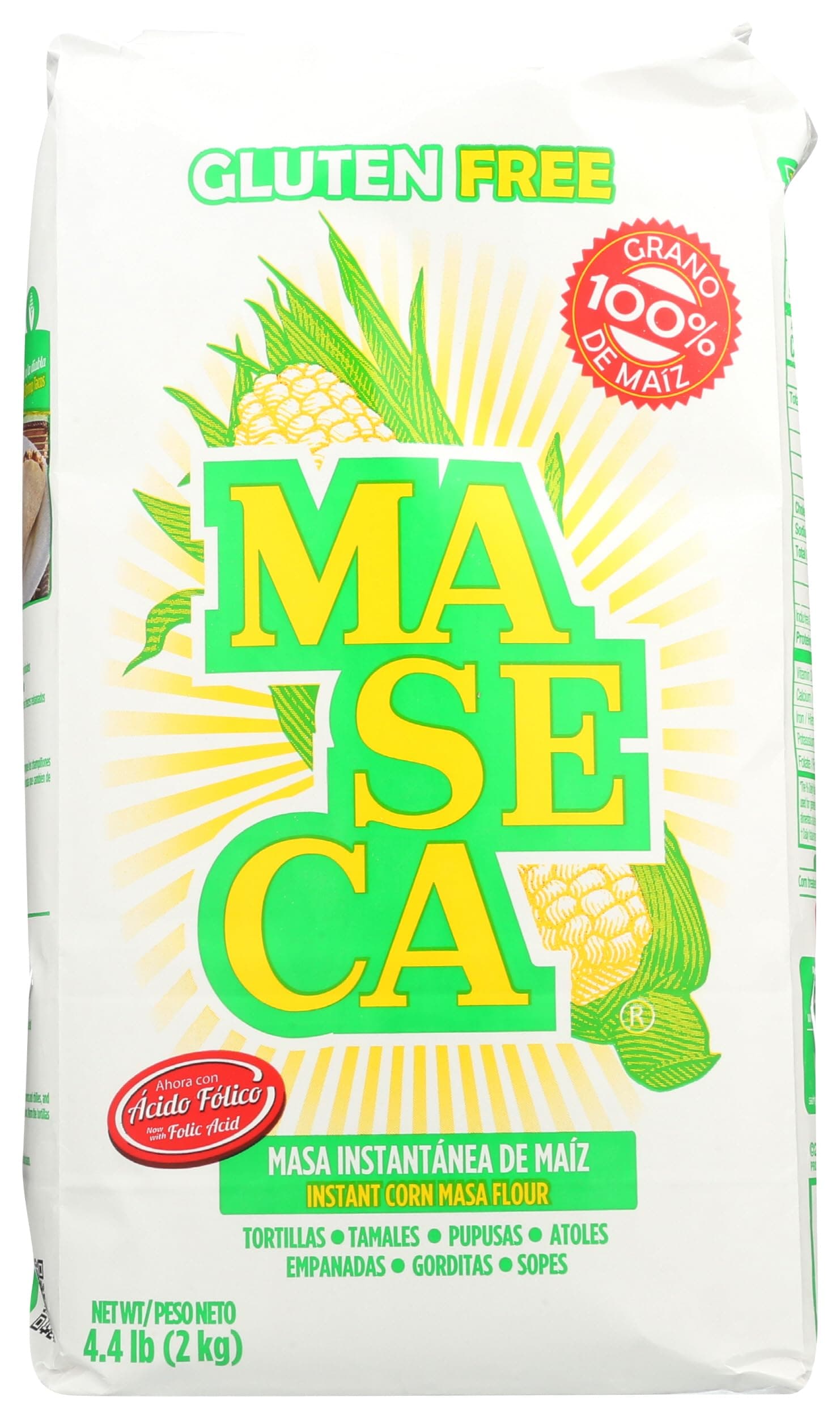 Maseca Corn Flour, No Added Preservatives, No Trans Fat, Kosher, Cholesterol Free, Gluten Free, 4 Pound, 64 Ounce (Pack of 10)