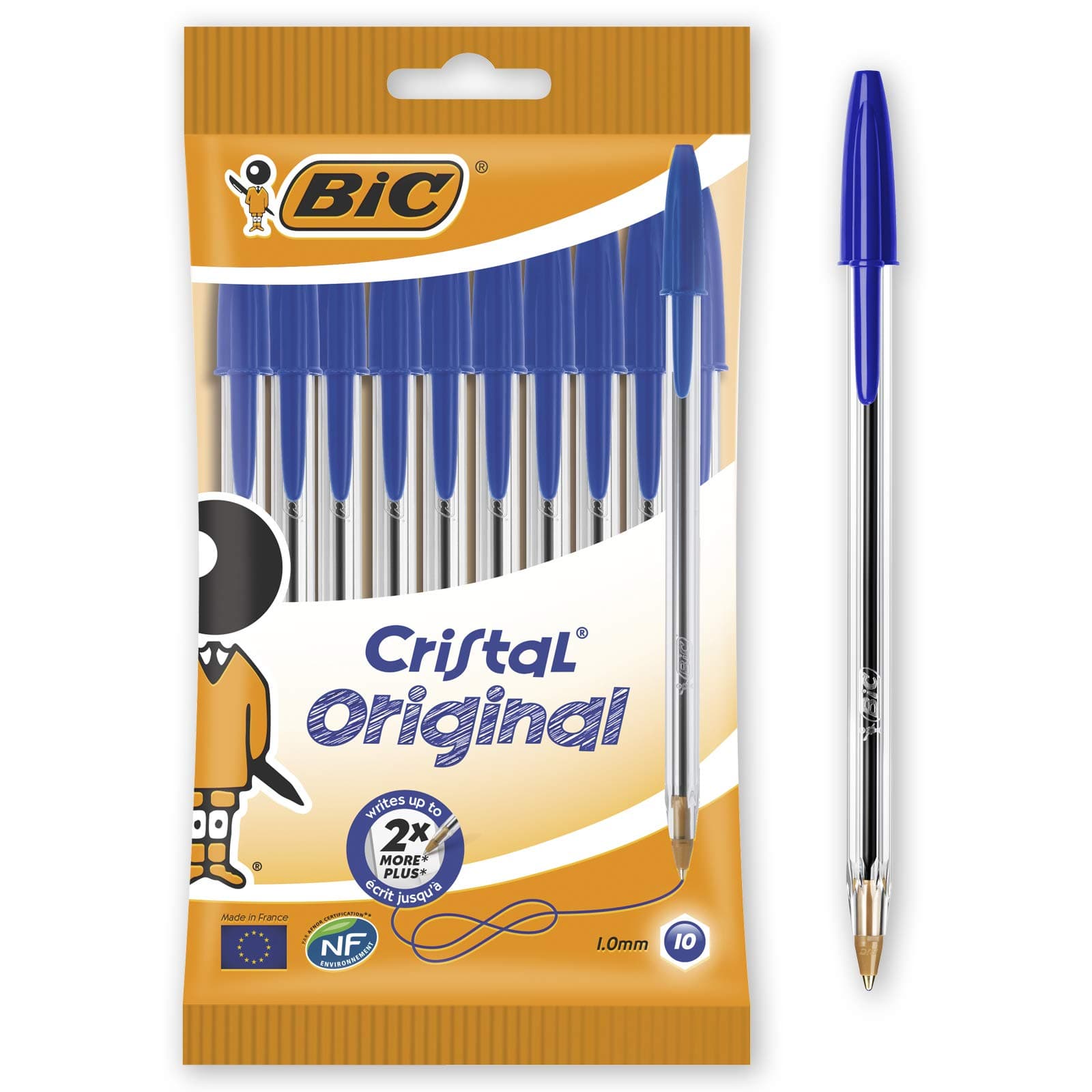 Cristal Original Ballpoint Pens Medium Point 1.0mm Blue Pack of 10