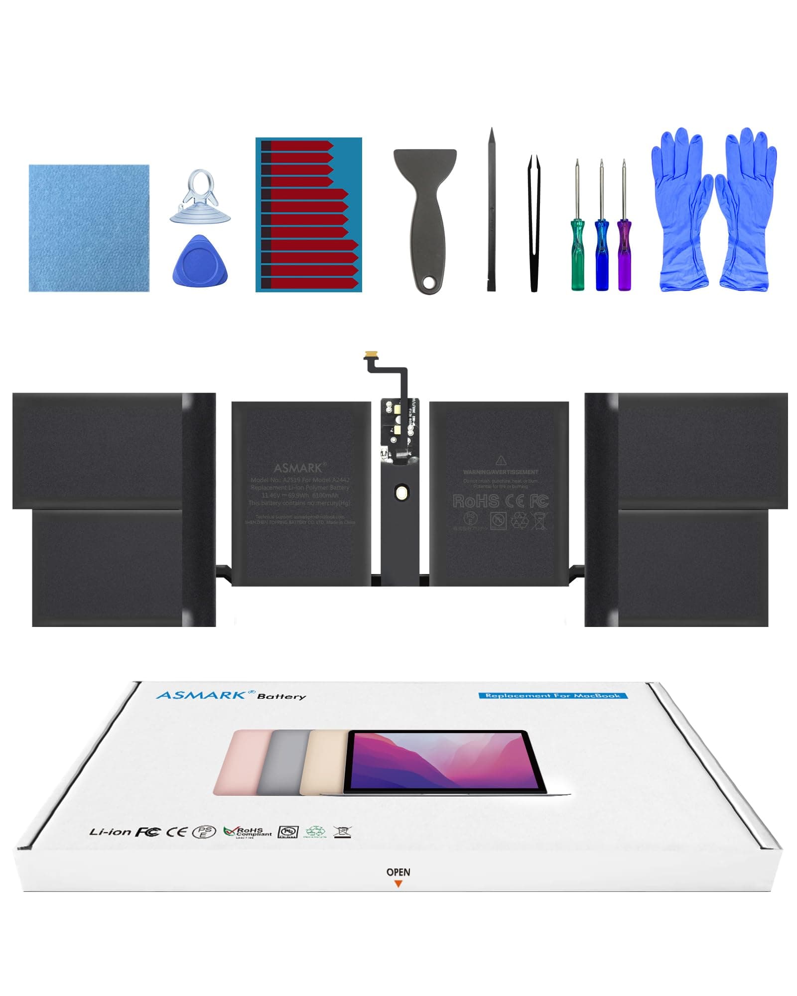 ASMARK Macbook Pro A2442 Battery Replacement for 14-inch A2442(2021) A2519 Battery