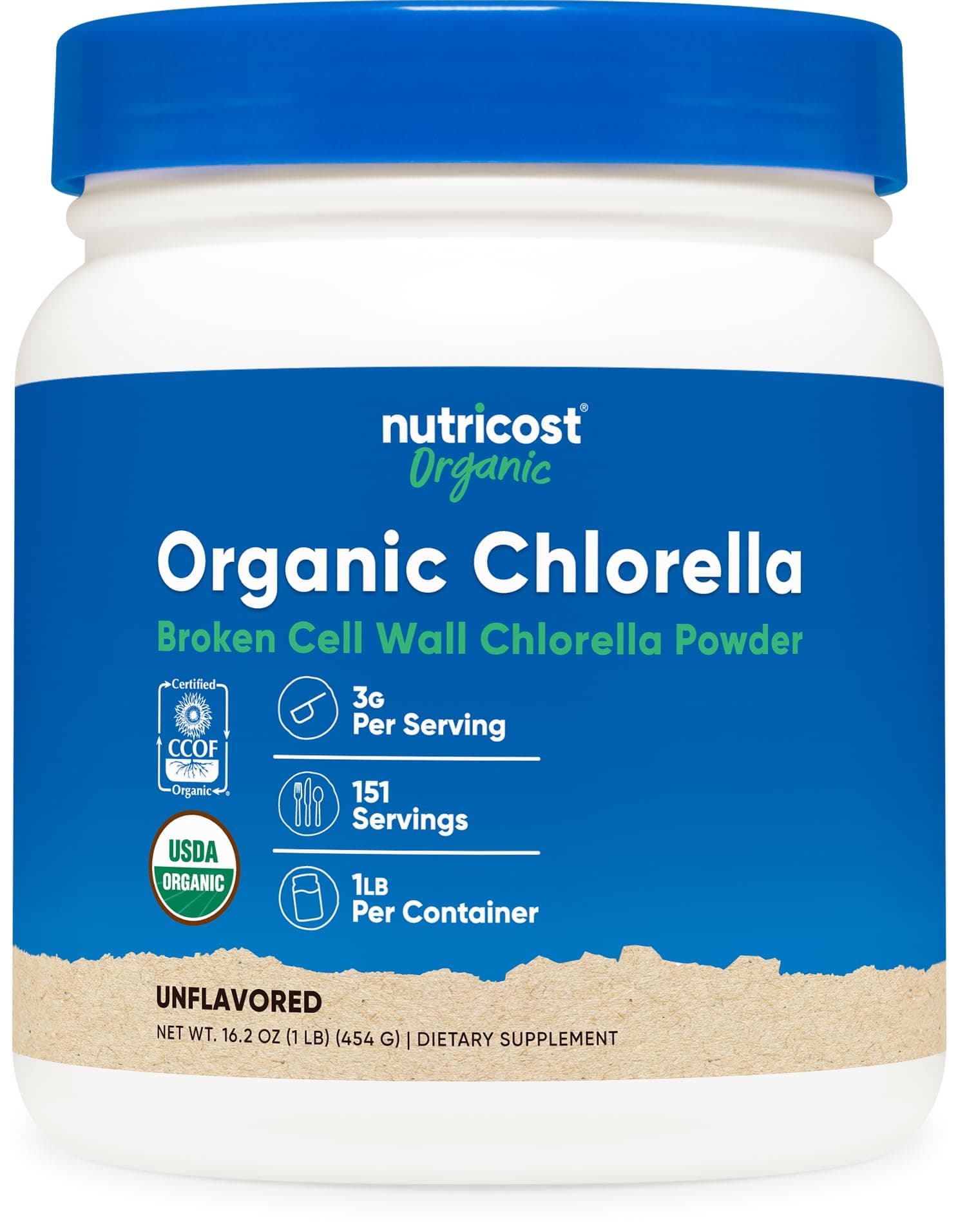 Nutricost Organic Chlorella Powder 16oz (1LB) - 3g Per Serving