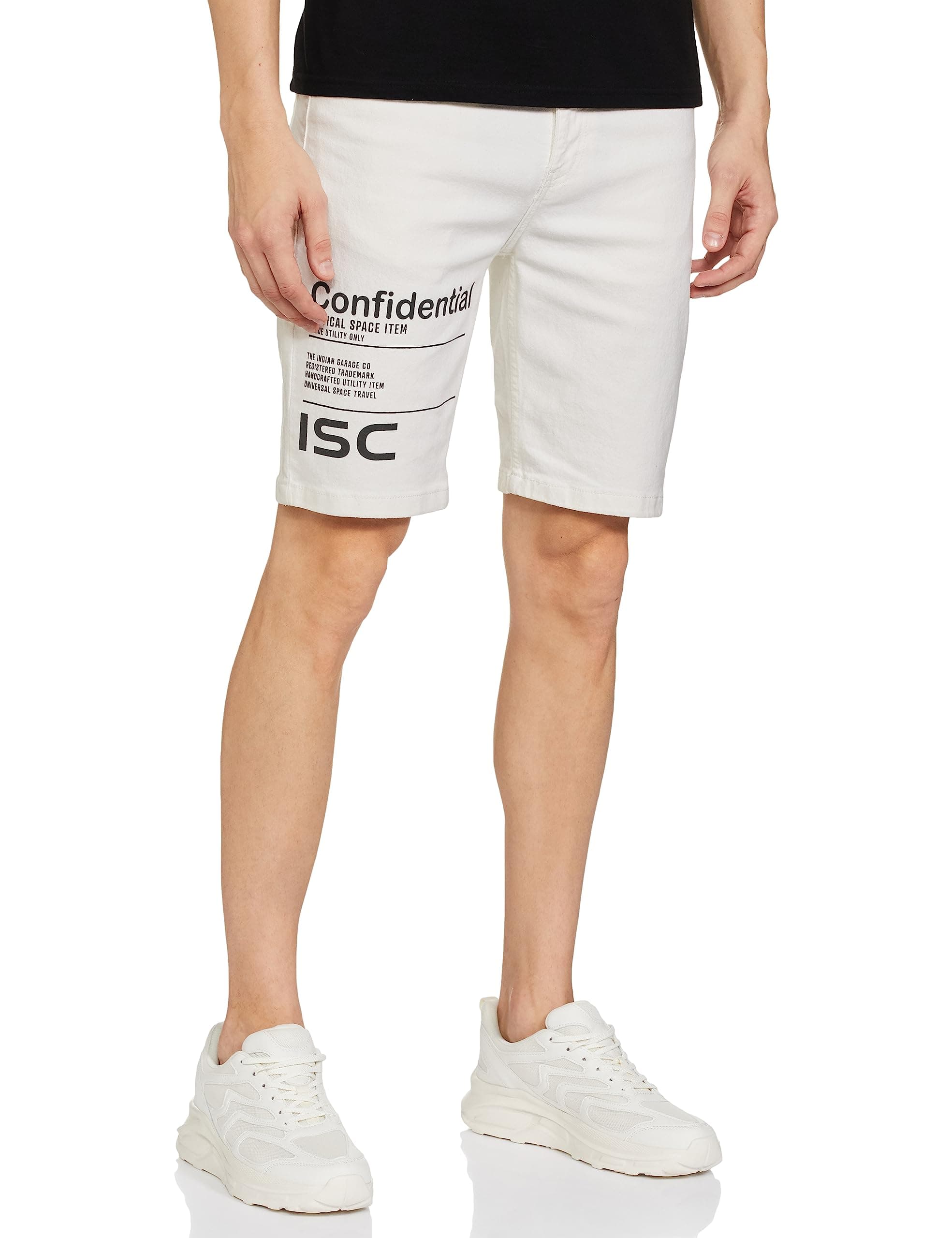The Indian Garage Co Men Slim Fit Solid Mid-Rise Denim Shorts