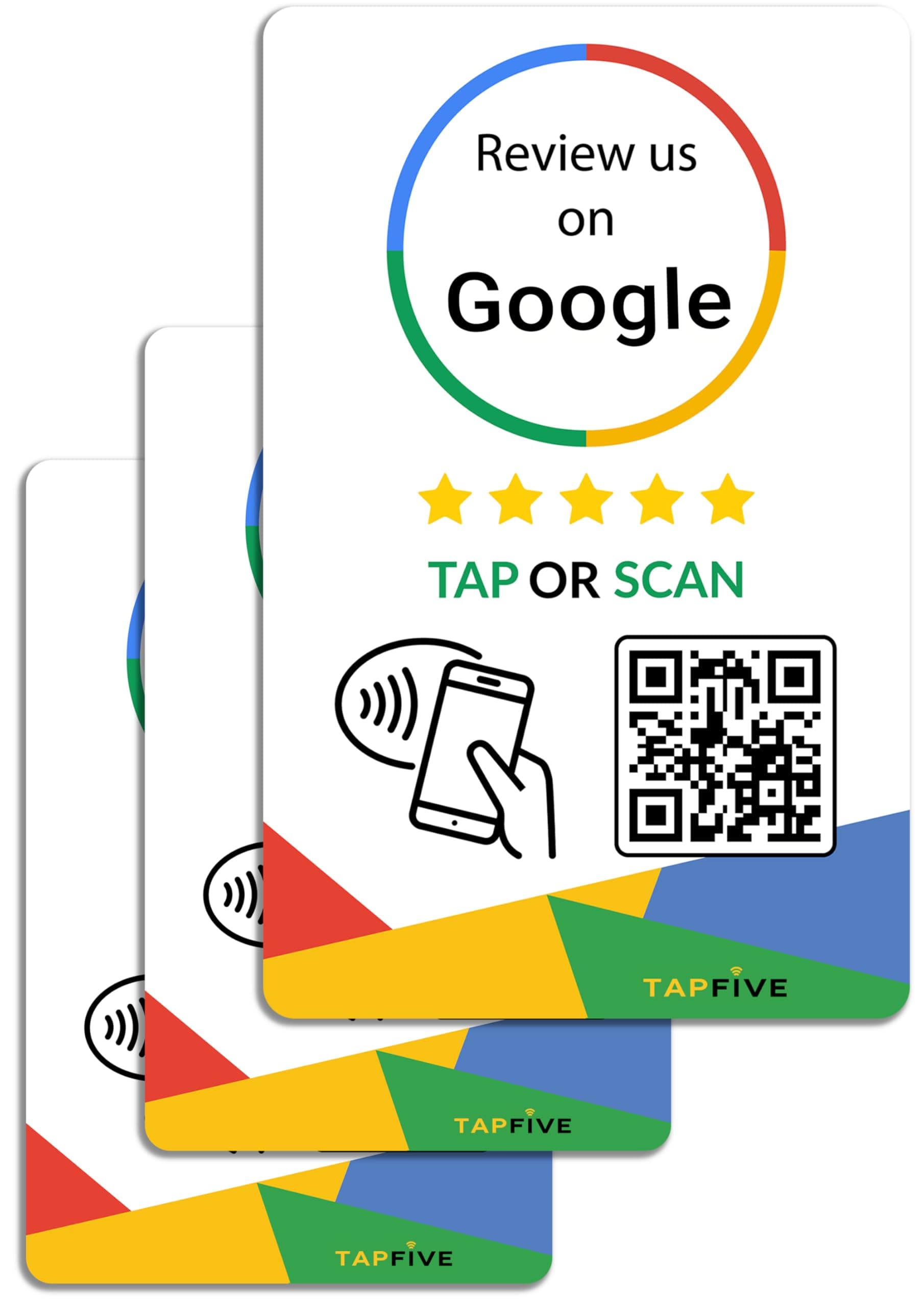 - Google Review Tap Cards (3-Pack) by TapFive - Tap for Instant Reviews - All Phones Compatible - Reusable Smart Tap NFC & QR - Boost Business Reviews - Powered by TapFive (3 Card Pack)