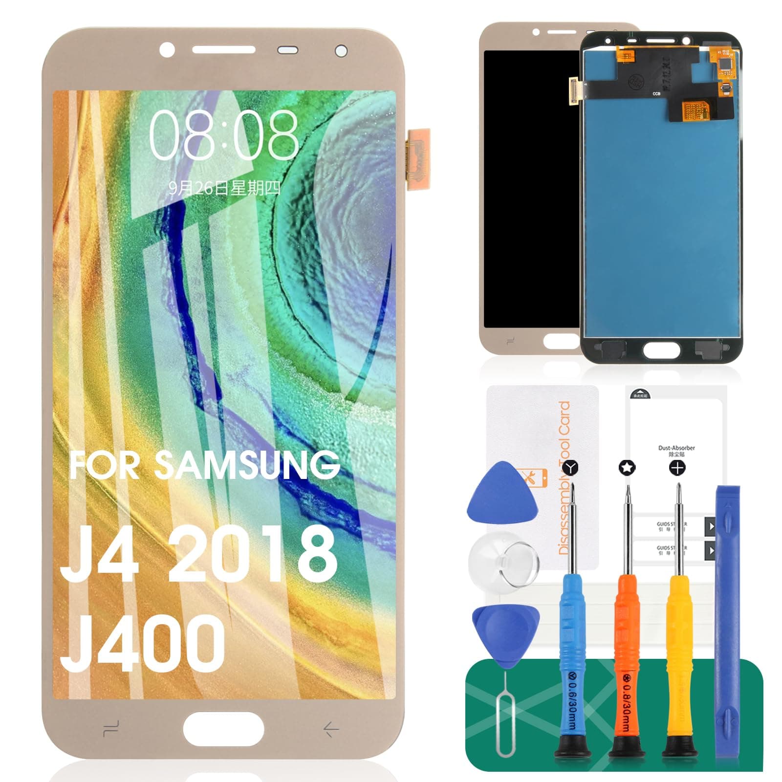 TFT LCD Screen Replacement for Samsung Galaxy J4 2018 J400 J400F J400H J400P J400M J400G/DS J400F DS J400G DS 5.5" LCD Display Touch Screen Digitizer New Assembly(Not Original AMOLED) (Gold)