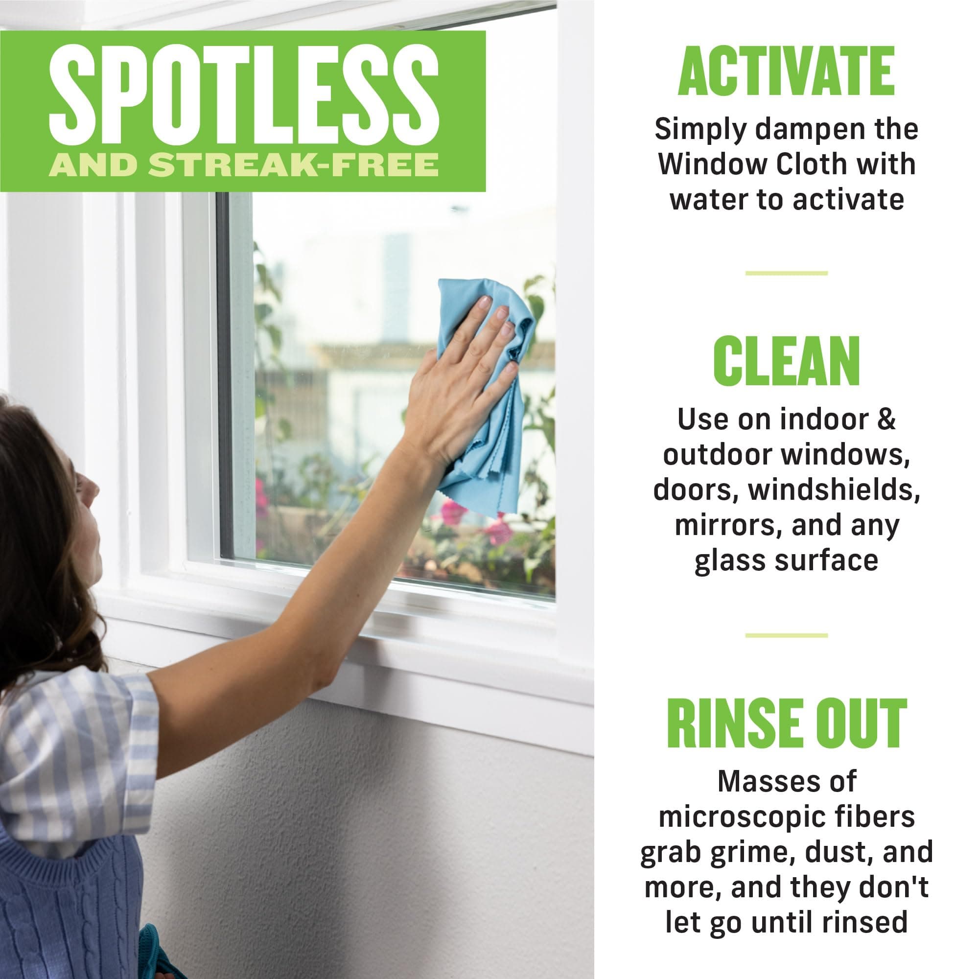 E-Cloth Window Cleaner Kit - Window and Glass Cleaning Cloth, Streak-Free Windows with just Water, Microfiber Towel Cleaning Kit for Windows, Car Windshield, Mirrors - Alaskan Blue