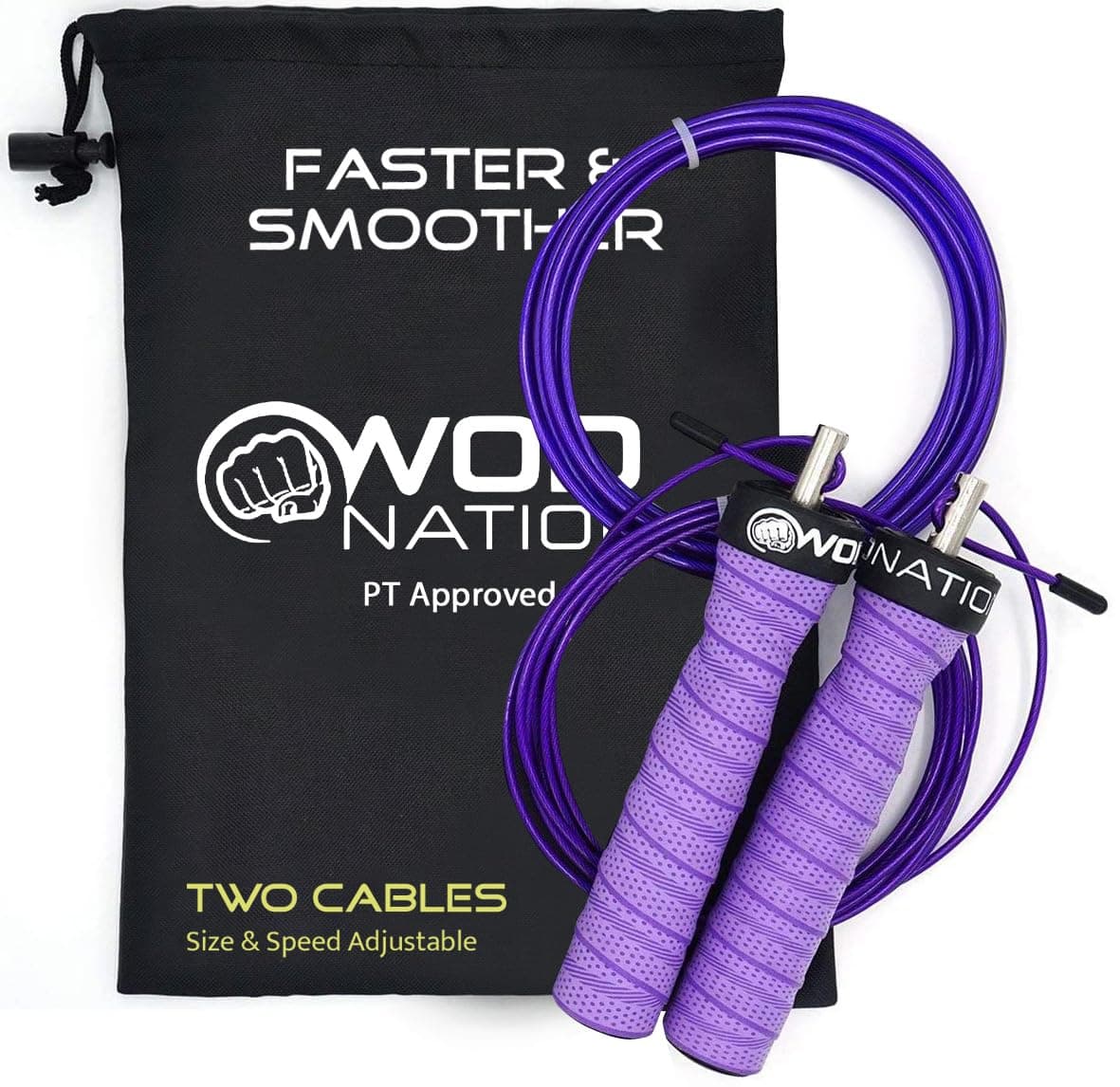 Skipping Ropes for Adults - Great as Exercise Skipping Rope, for Boxing or as Adult Fitness Jump Rope - For Home Gym Equipment - Adjustable two cable system for Men & Women by WODNation